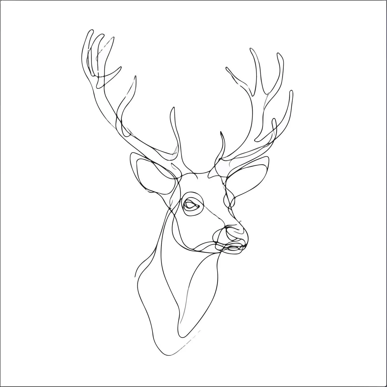 Deer Head Minimal Line Art — free download from Dotvec