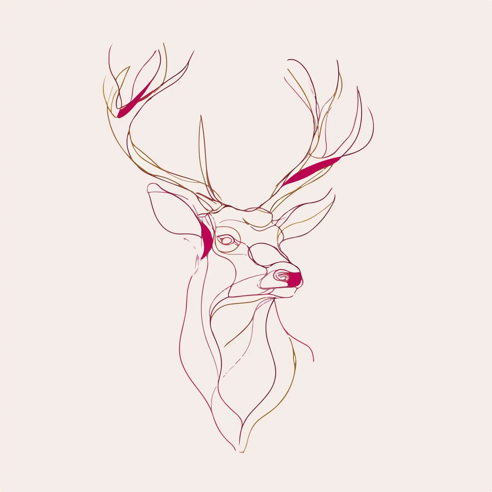 Minimal Deer Head Line Art — free download from Dotvec