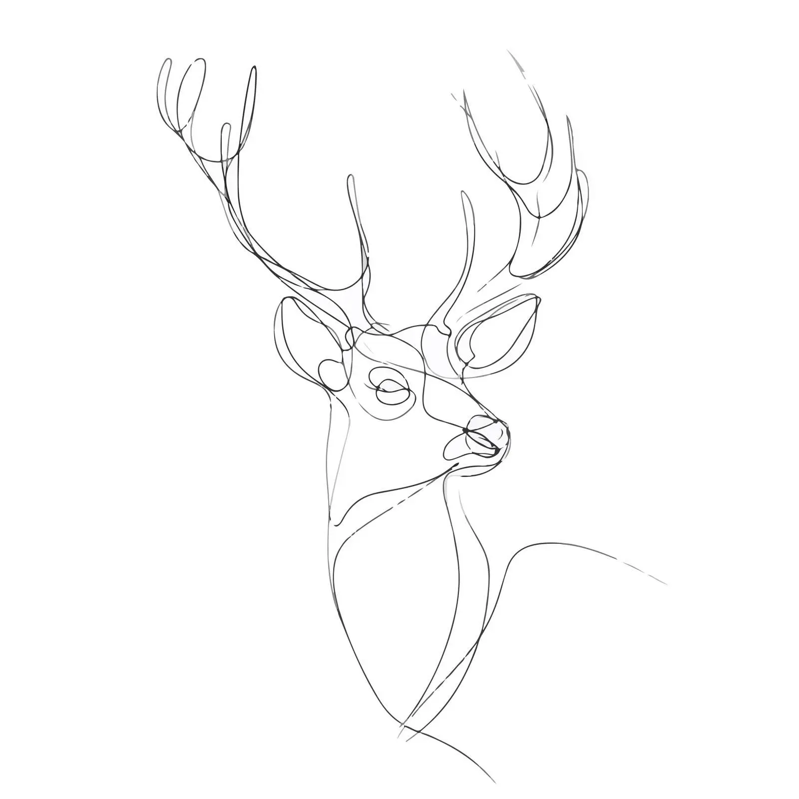 Minimal Deer Head Line Art — free download from Dotvec