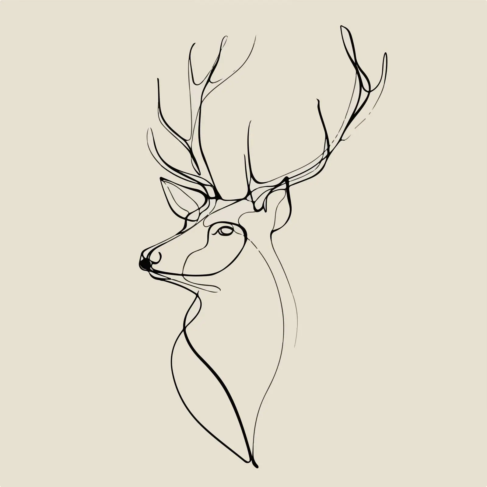 Deer Head Continuous Line Art — free download from Dotvec