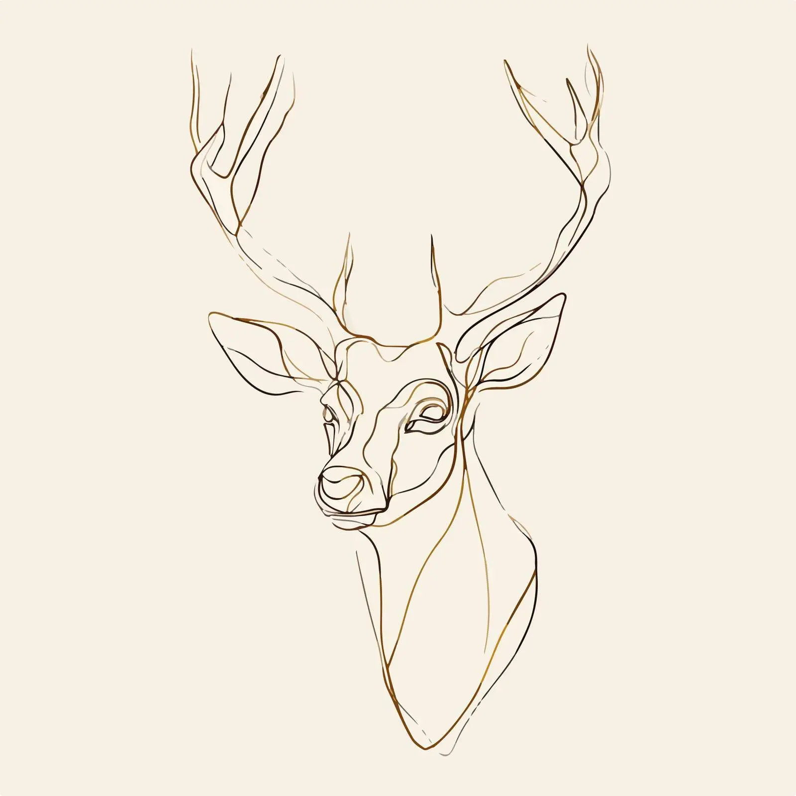 Deer Head Outline Minimal Art — free download from Dotvec