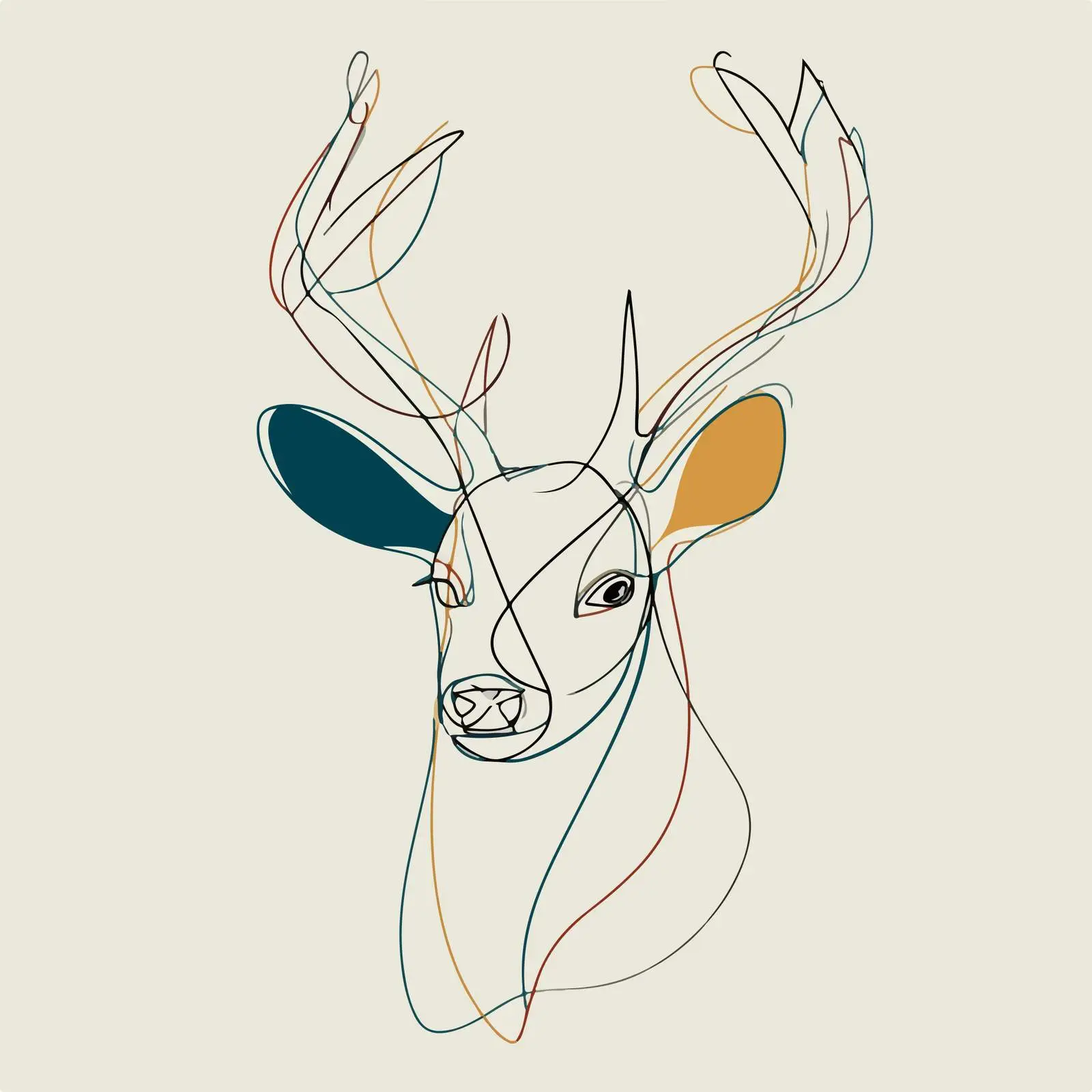 Deer Head Line Art — free download from Dotvec