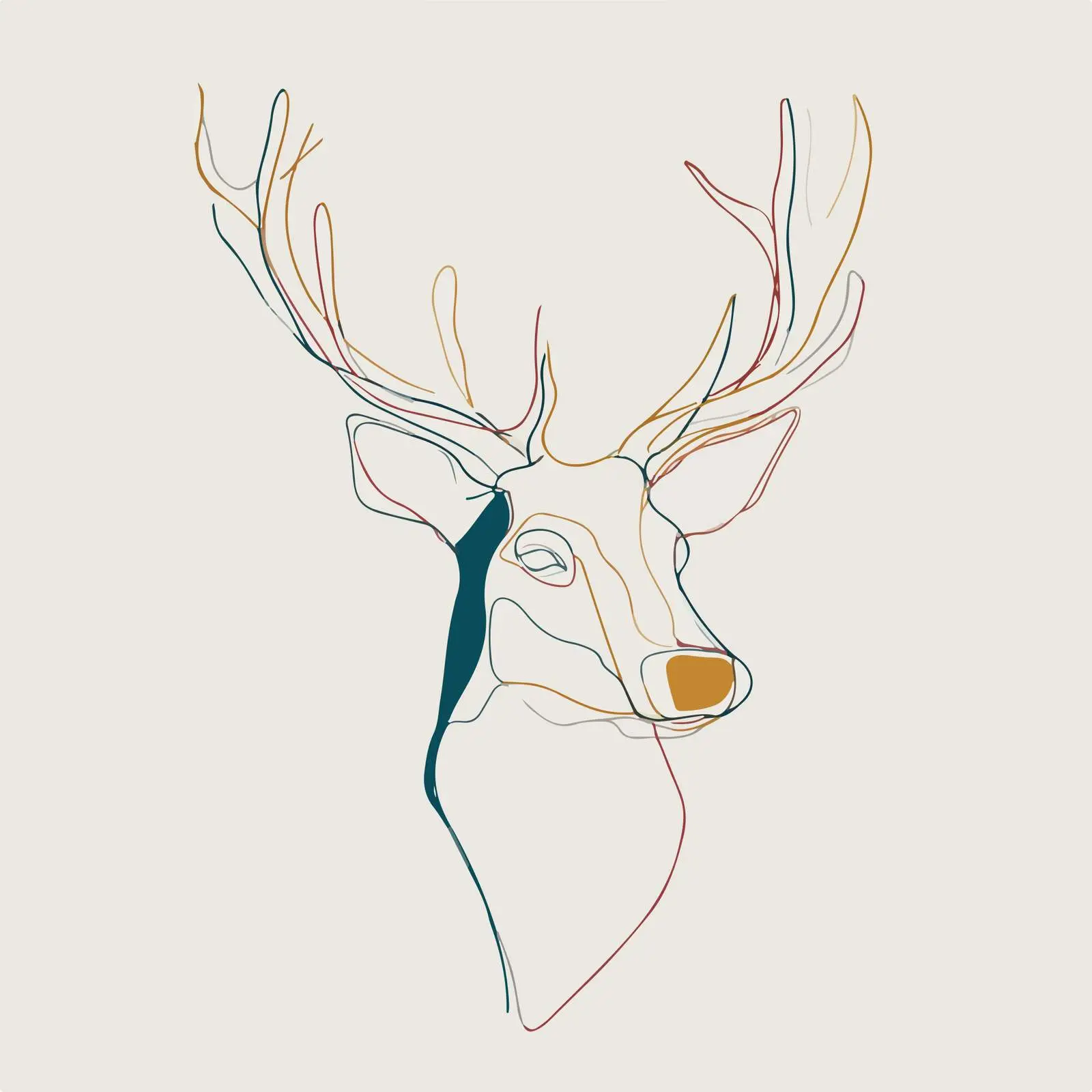 Deer Head Minimal Line Art — free download from Dotvec