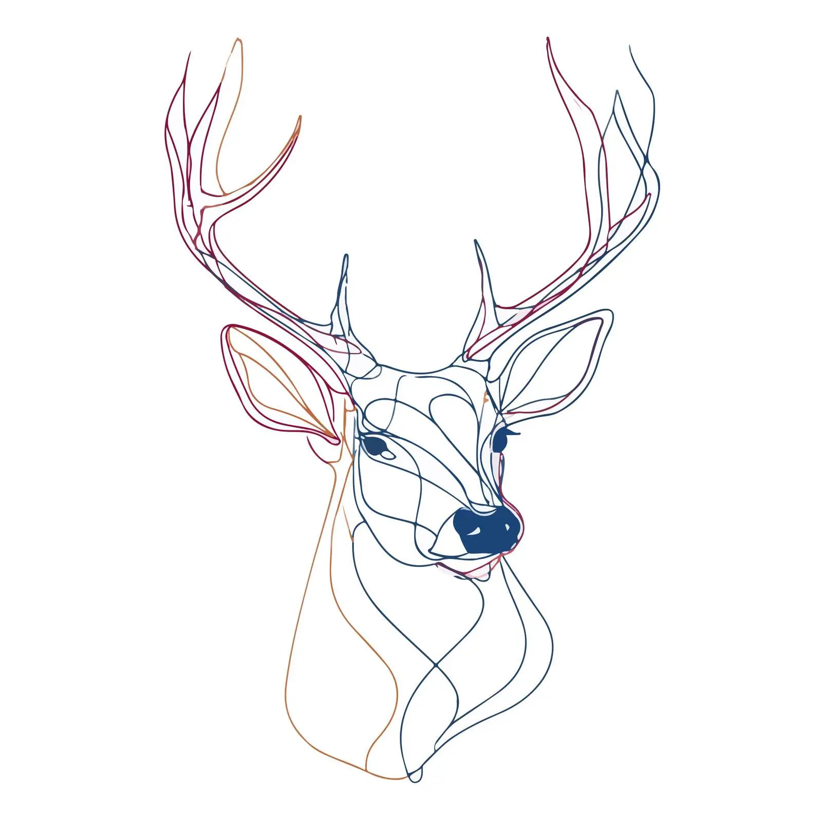 Minimal Deer Head Line Art — free download from Dotvec