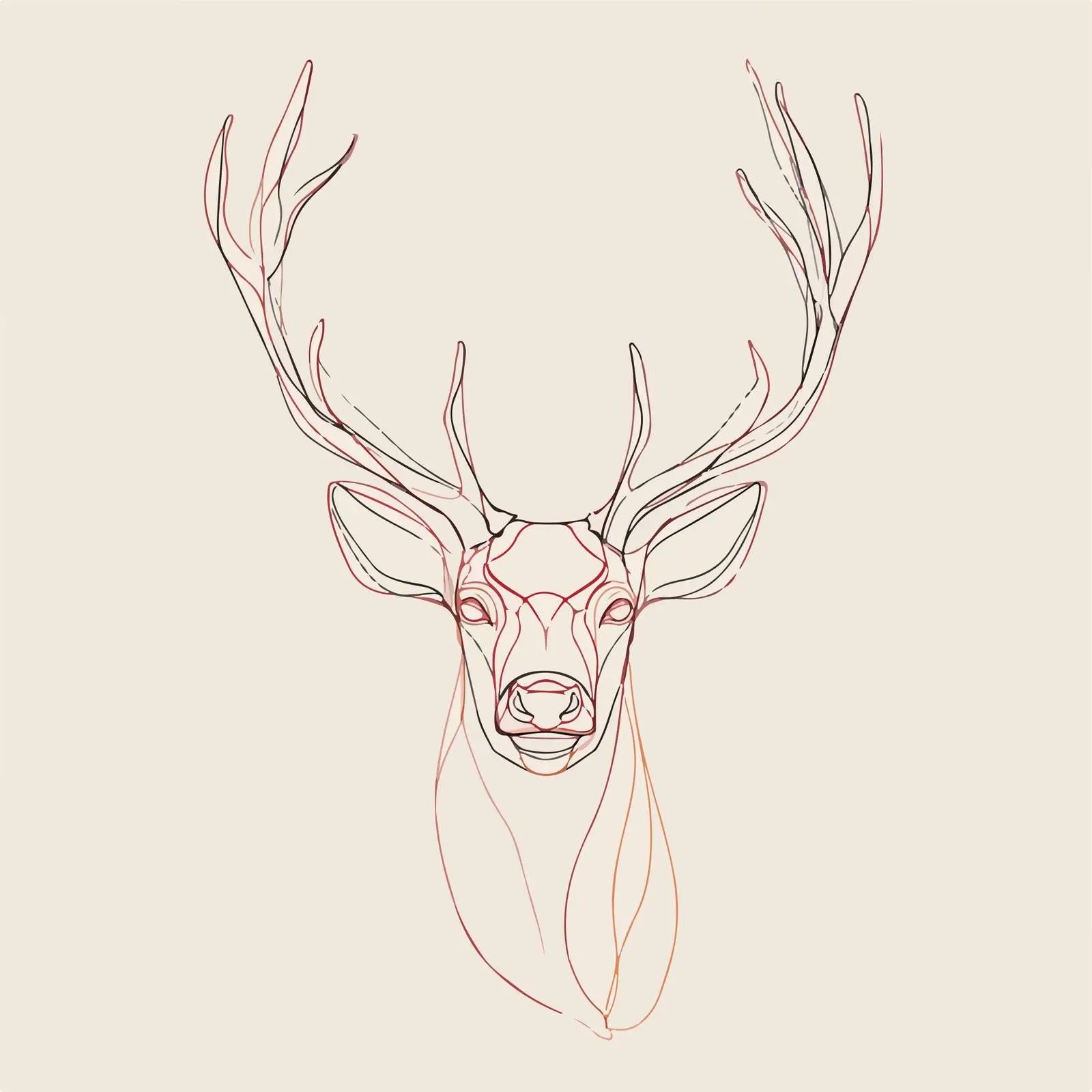 Minimal Deer Head Line Art — free download from Dotvec
