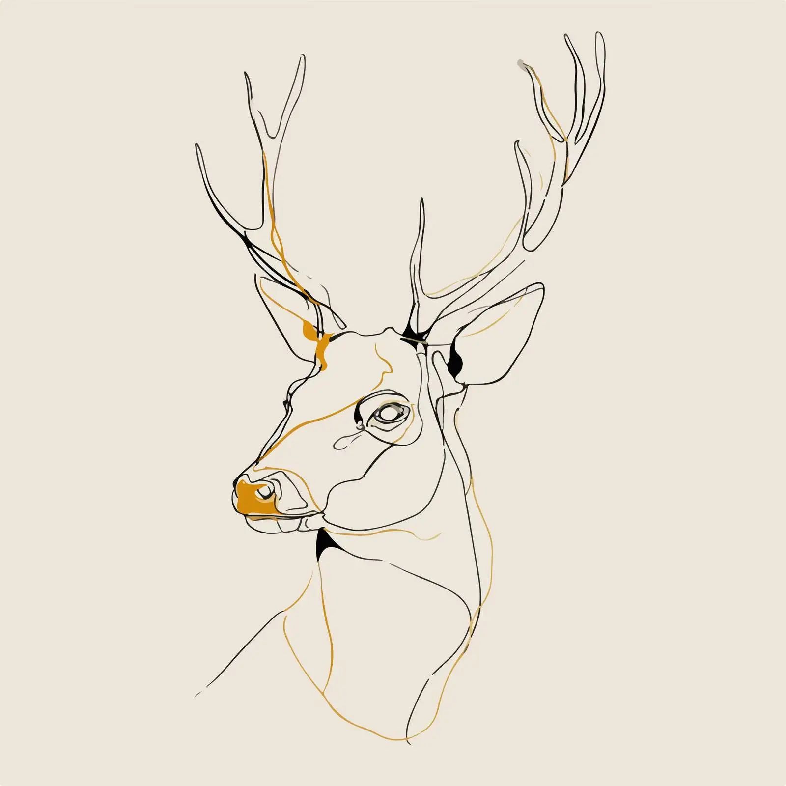 Deer Head Minimal Line Art — free download from Dotvec