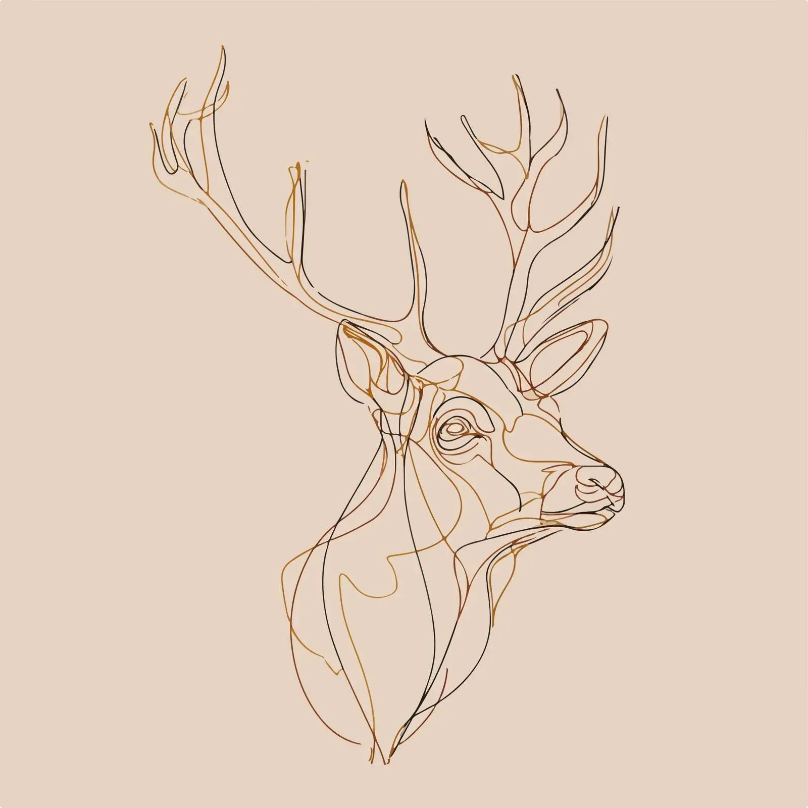 Deer Head Line Art Illustration — free download from Dotvec
