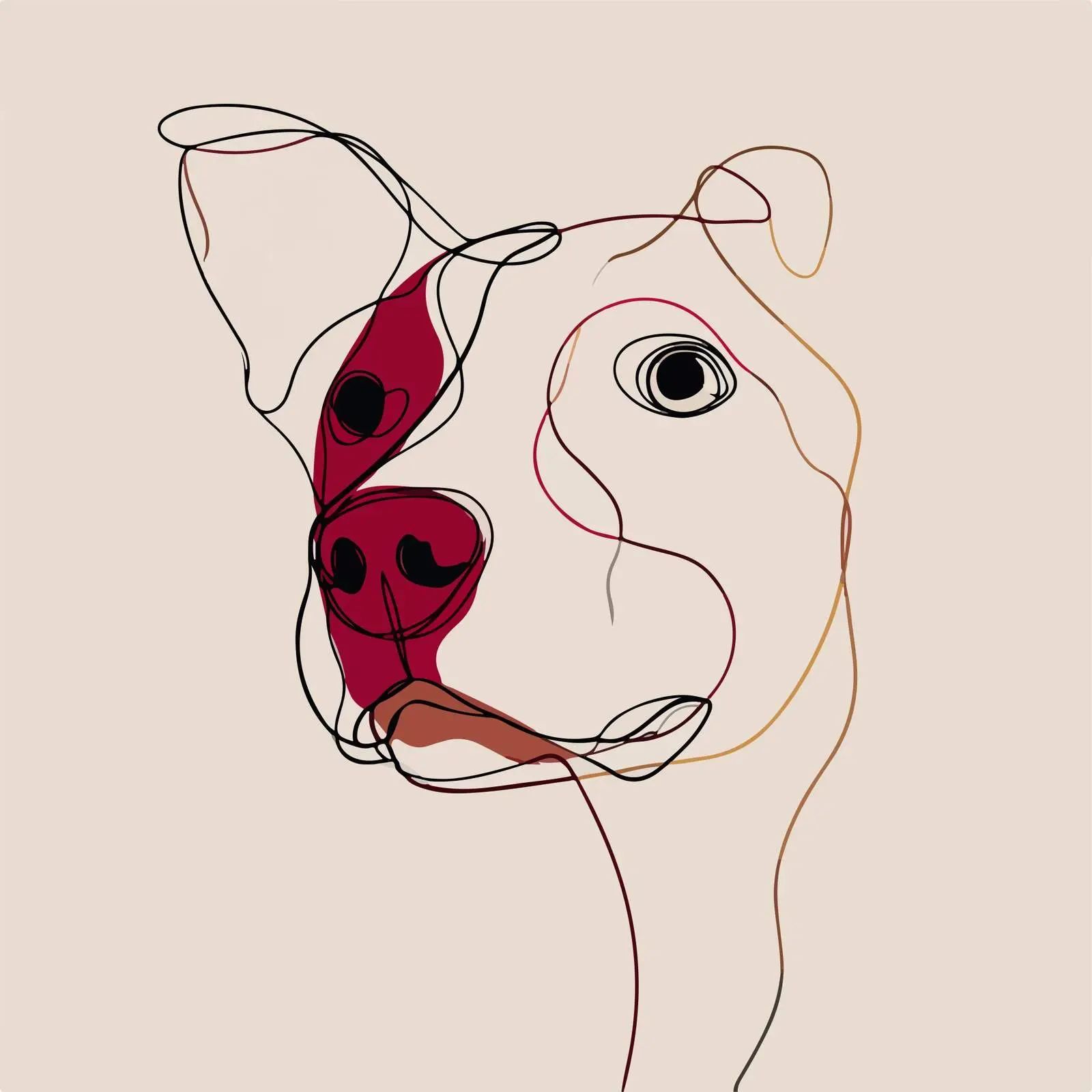 Minimal Dog Face Line Art — free download from Dotvec