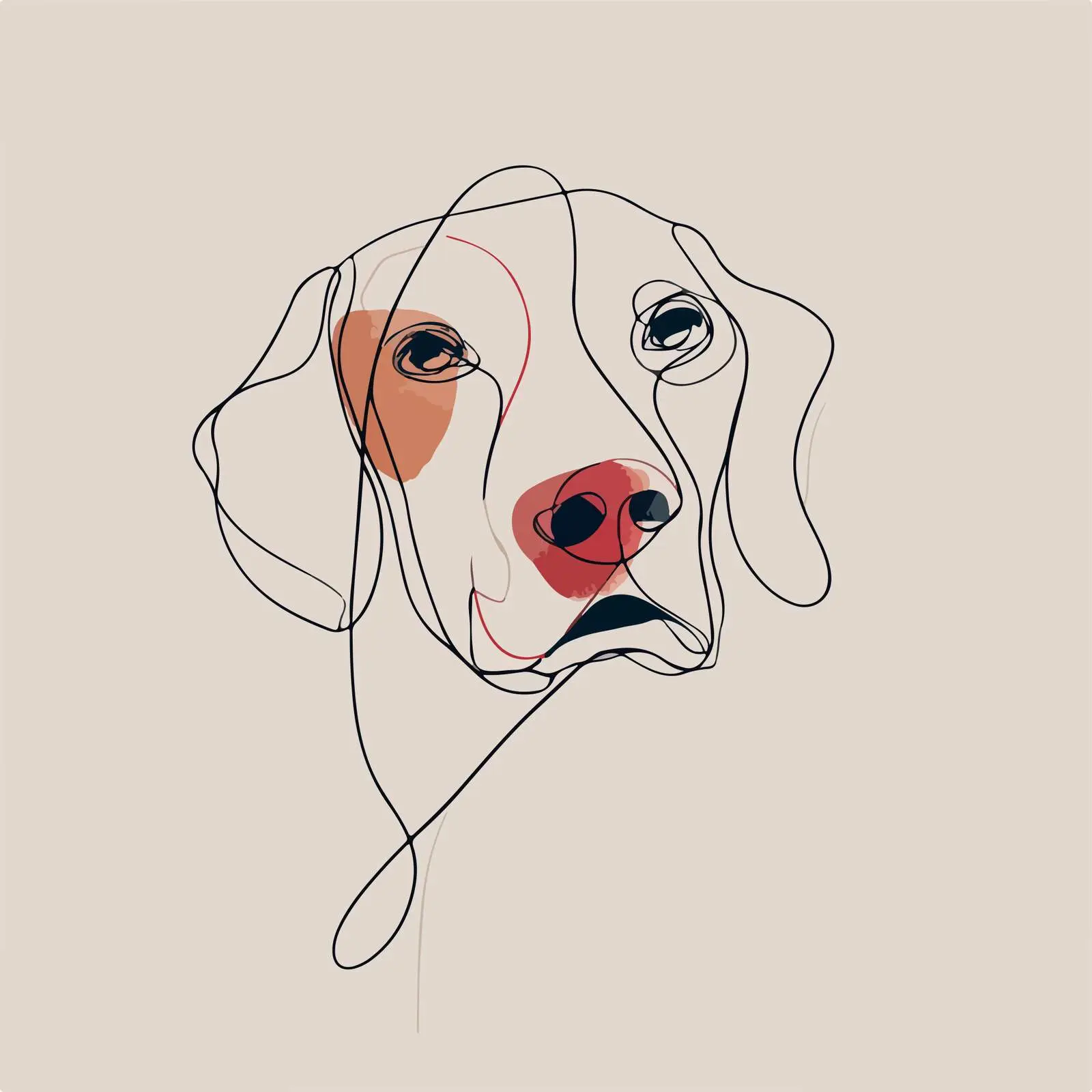 Minimal Dog Face Line Art — free download from Dotvec