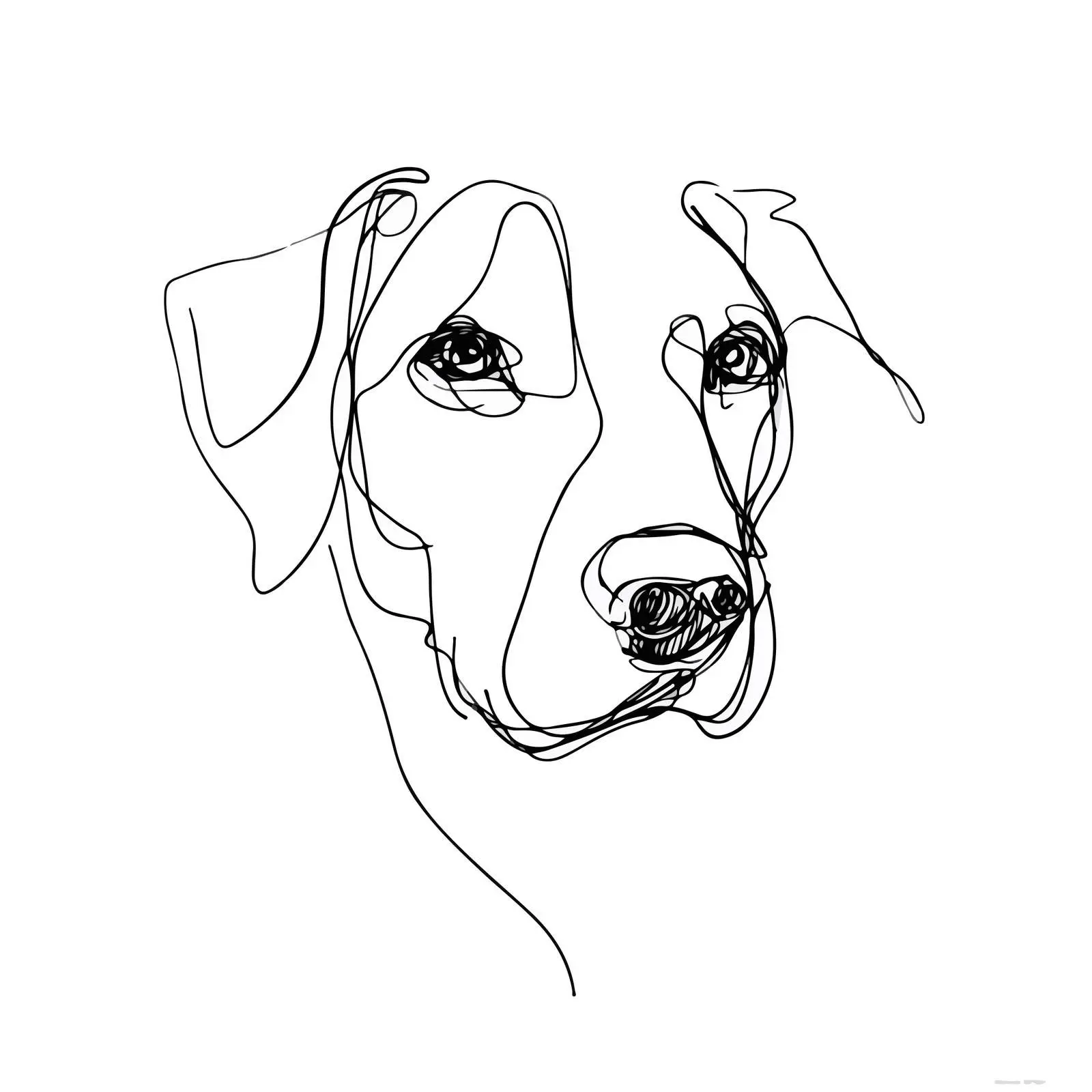 Minimal Dog Face Line Art — free download from Dotvec