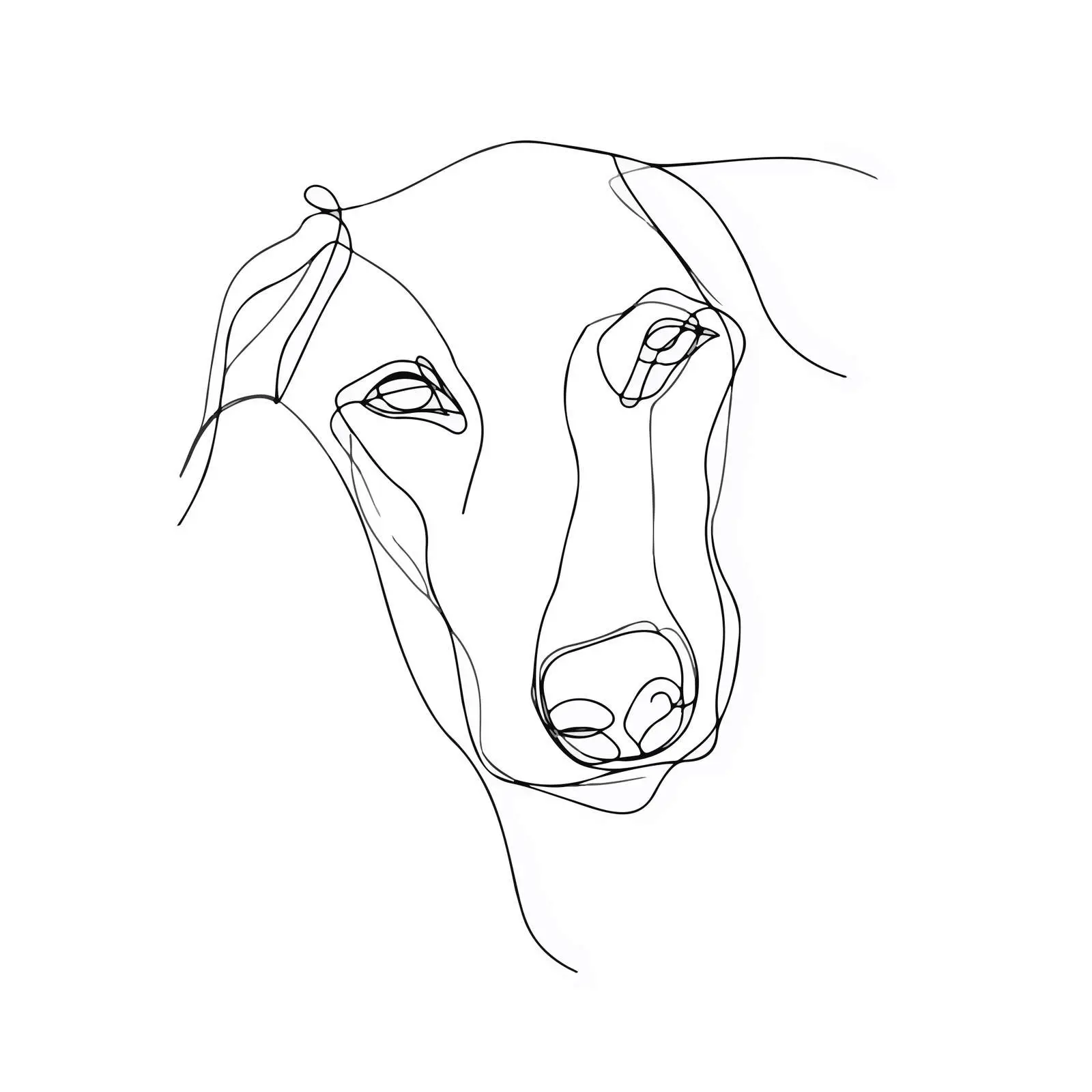 Minimal Dog Face Line Art — free download from Dotvec
