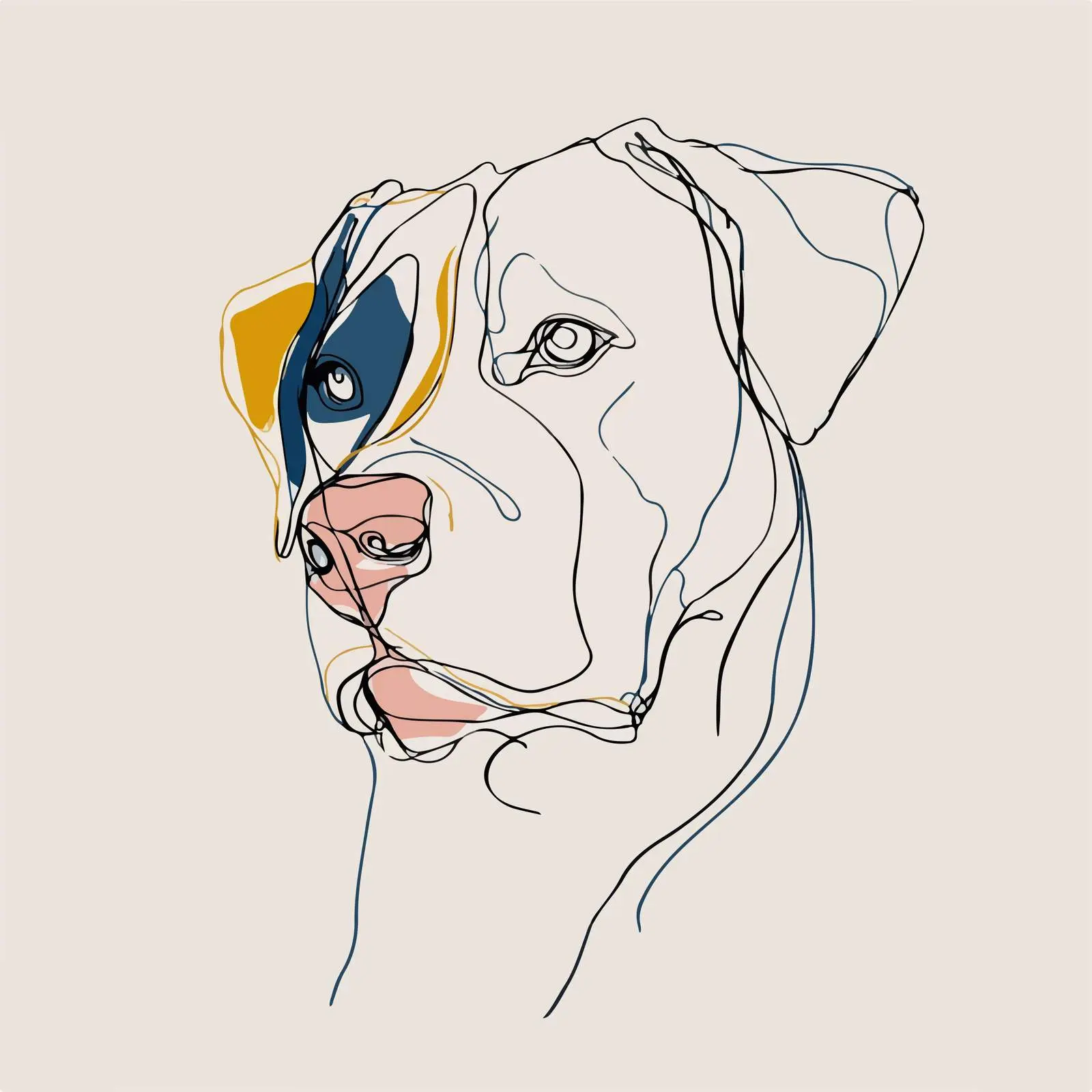 Minimal Dog Face Line Art — free download from Dotvec