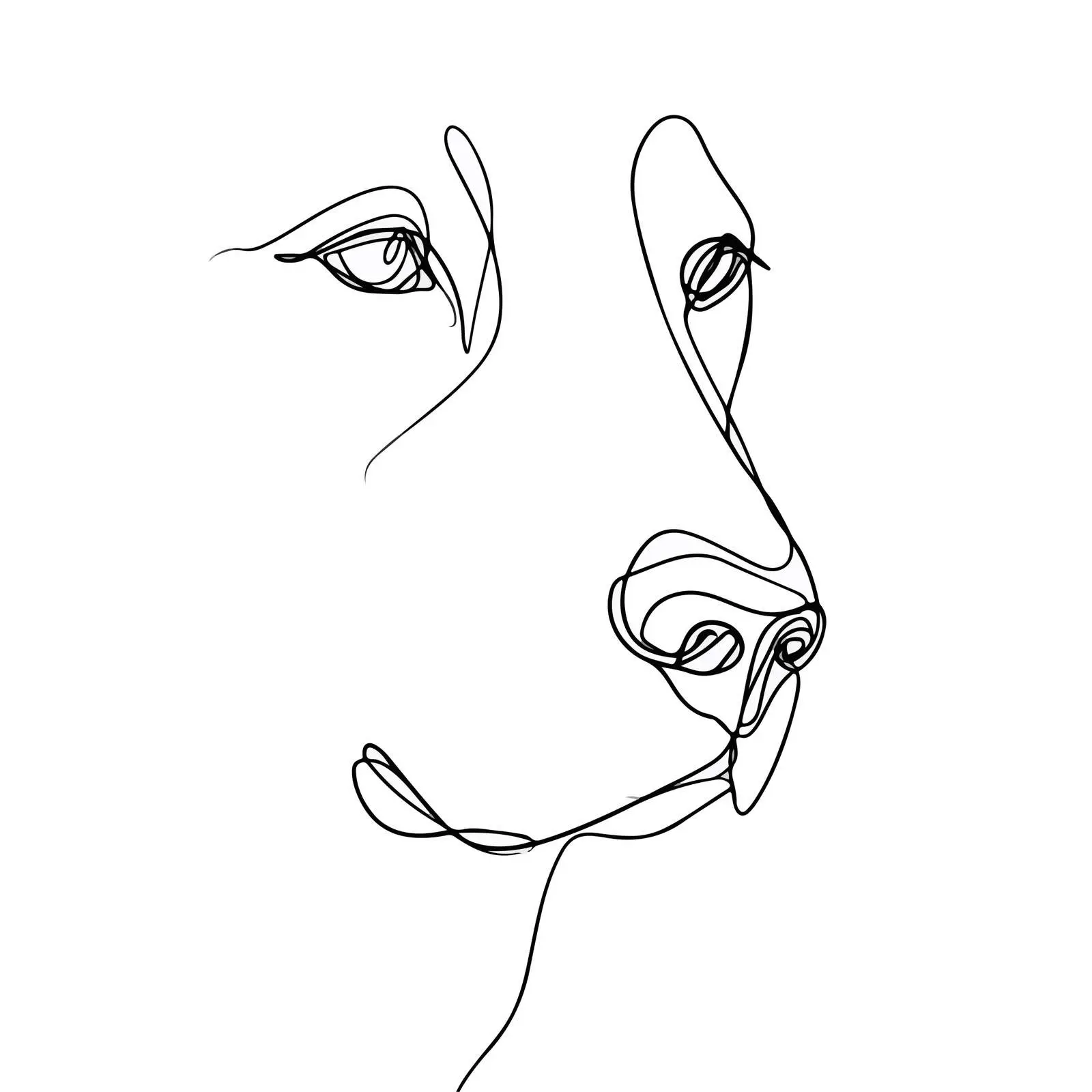 Minimal Dog Face Line Art — free download from Dotvec