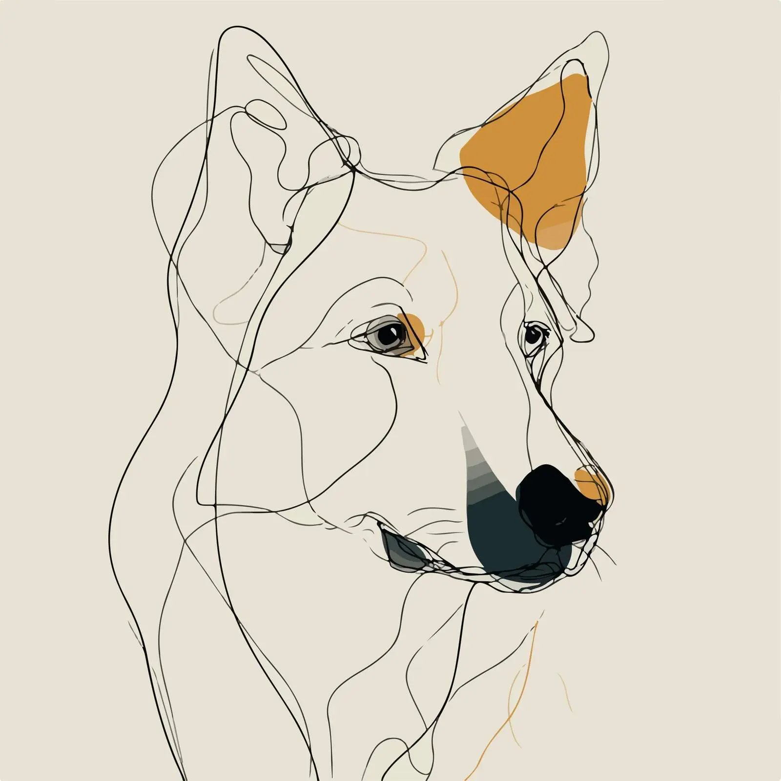 Minimal Dog Face Line Art — free download from Dotvec