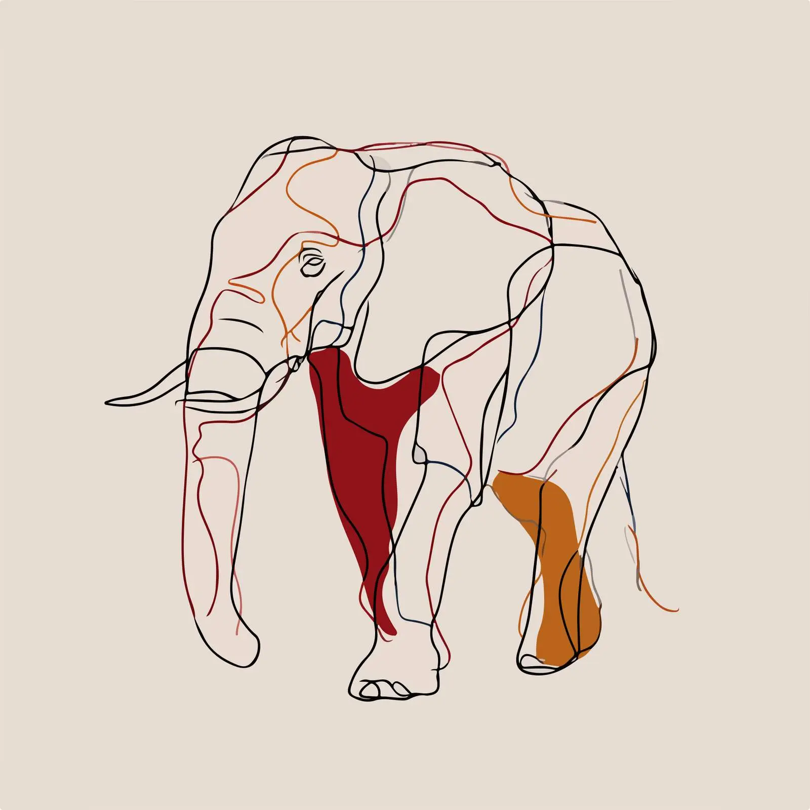 Minimal Elephant Line Art — free download from Dotvec