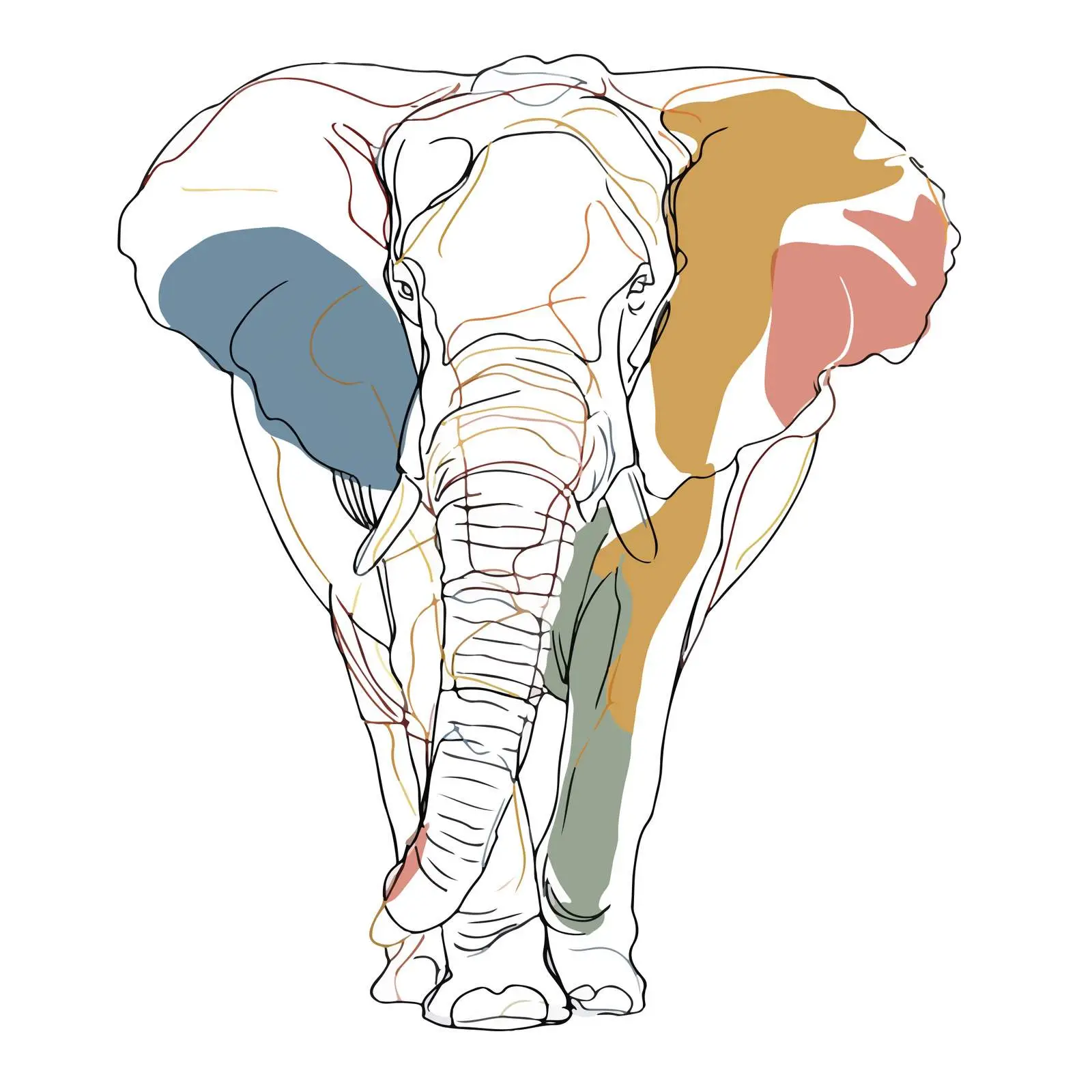 Elephant Continuous Line Art — free download from Dotvec