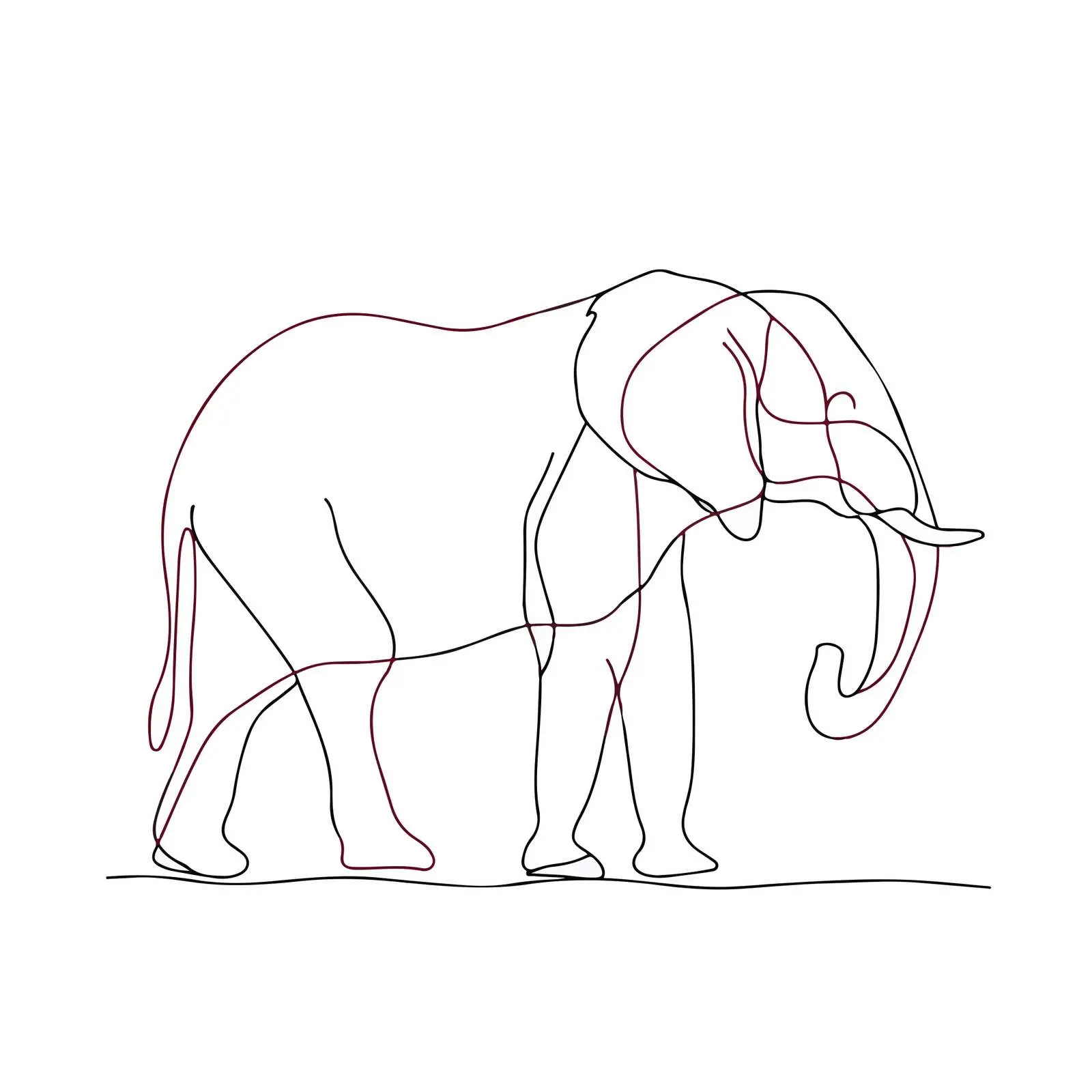 Minimal Elephant Line Art — free download from Dotvec