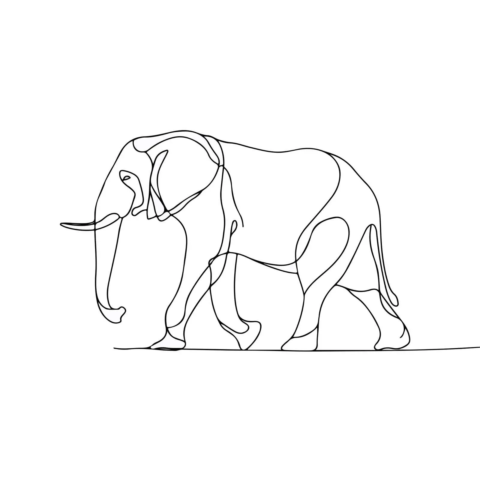 Minimal Elephant Line Art — free download from Dotvec