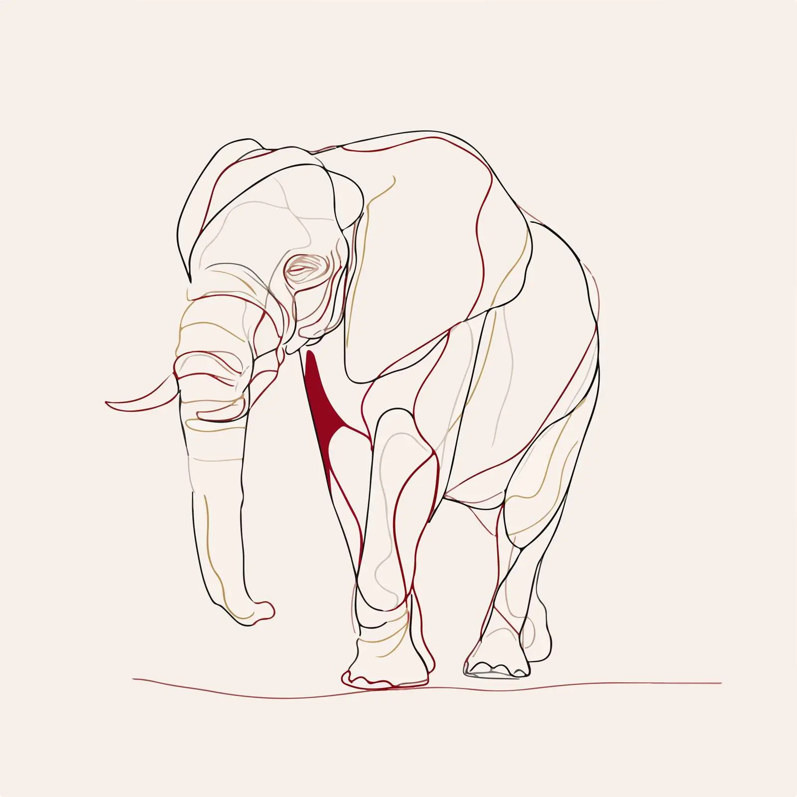 Minimal Elephant Line Art — free download from Dotvec