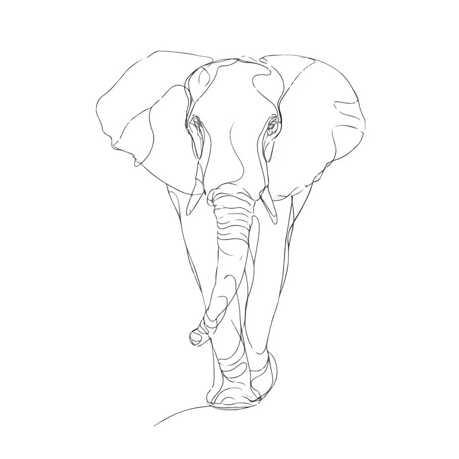 Elephant Line Art Flowing Minimalist Design — free download from Dotvec