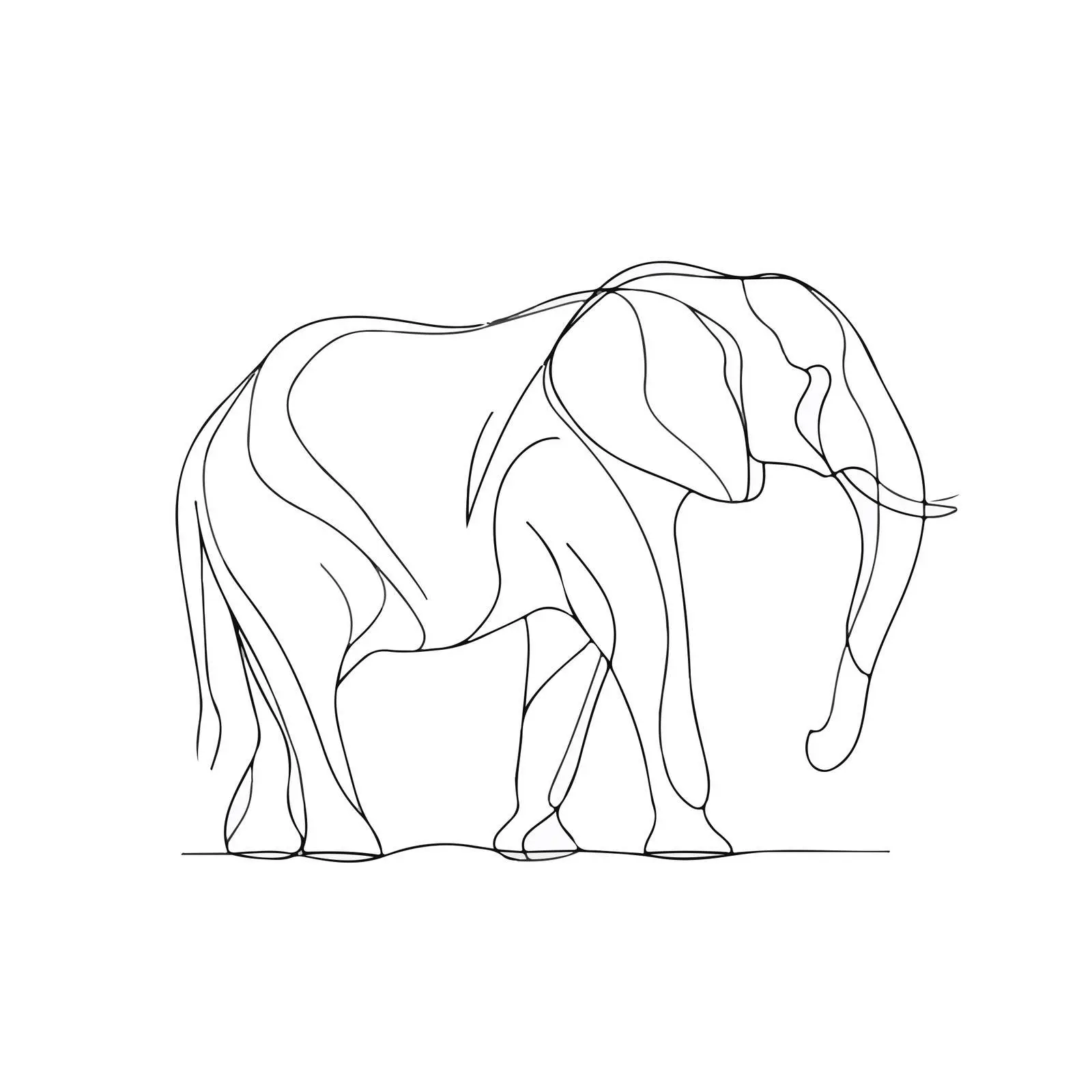 Elephant Continuous Line Art — free download from Dotvec