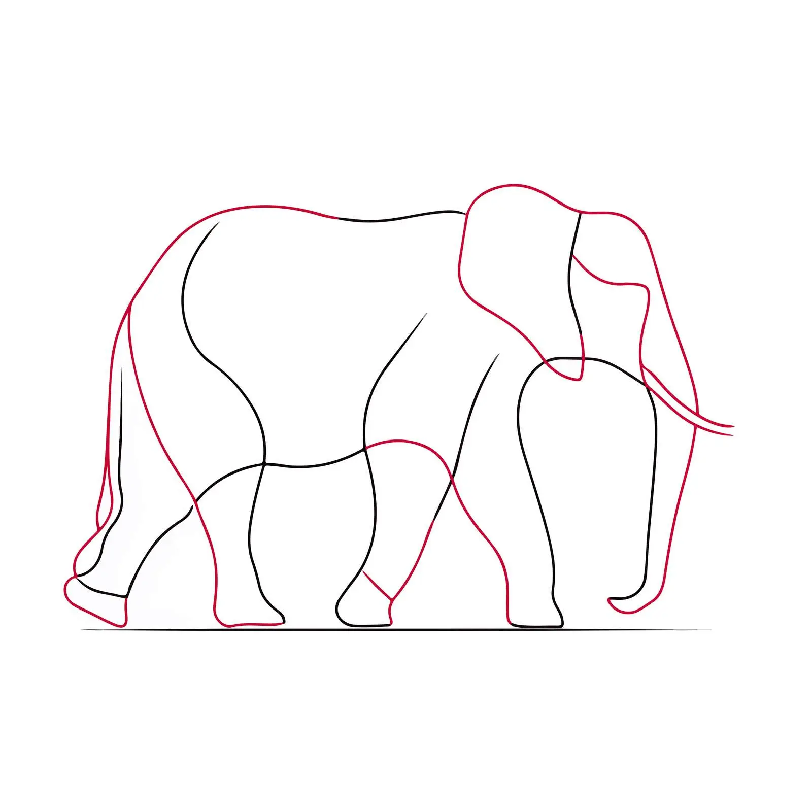 Elephant Continuous Line Art — free download from Dotvec
