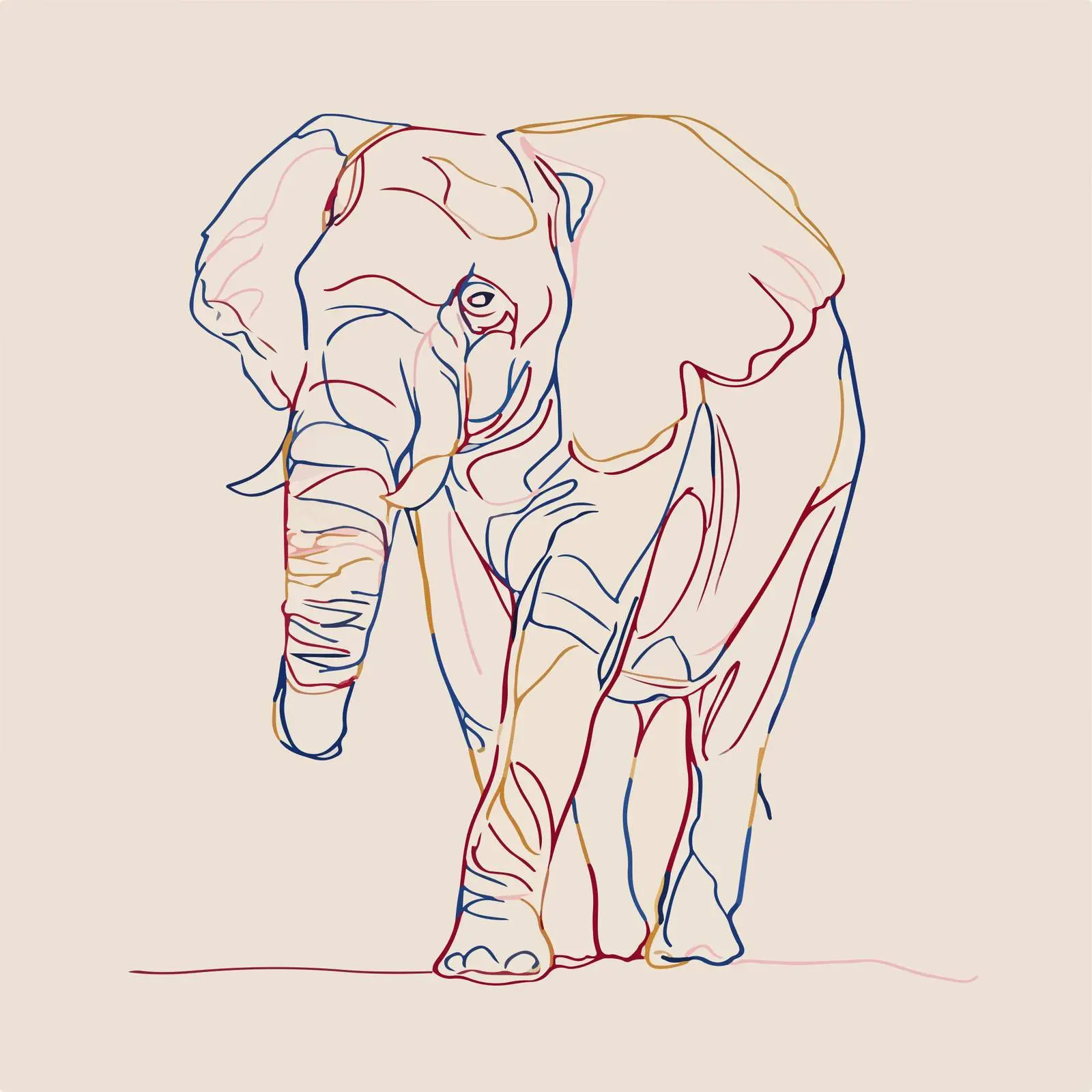 Elephant Continuous Line Art — free download from Dotvec