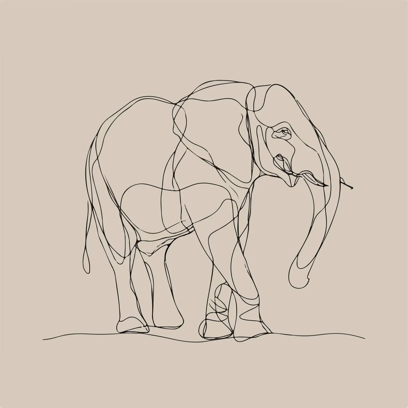 Elephant Minimal Line Art — free download from Dotvec
