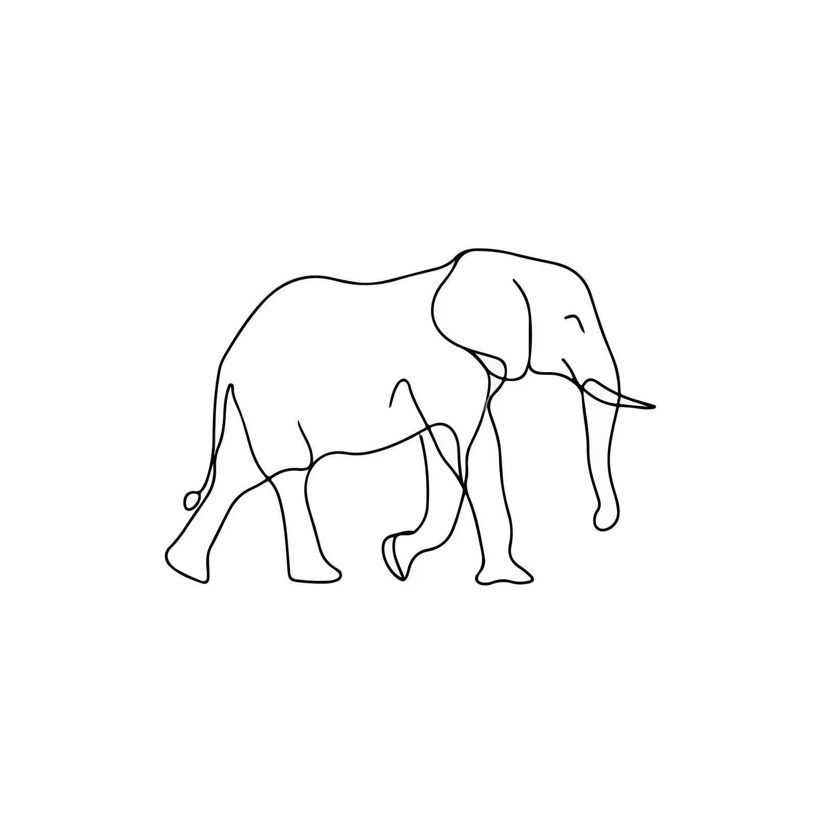 Elephant Minimal Continuous Line Art — free download from Dotvec