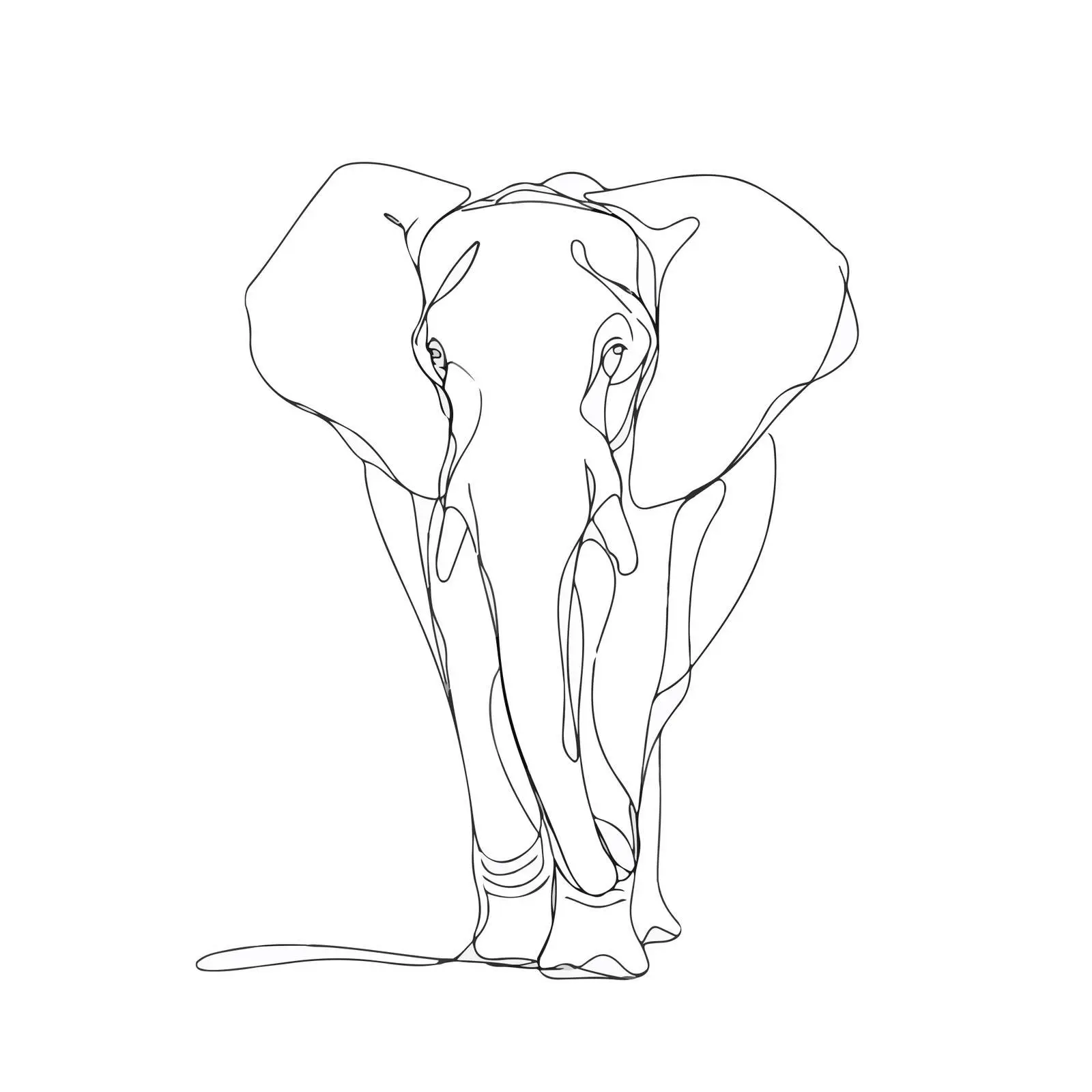 Minimal Elephant Line Art — free download from Dotvec
