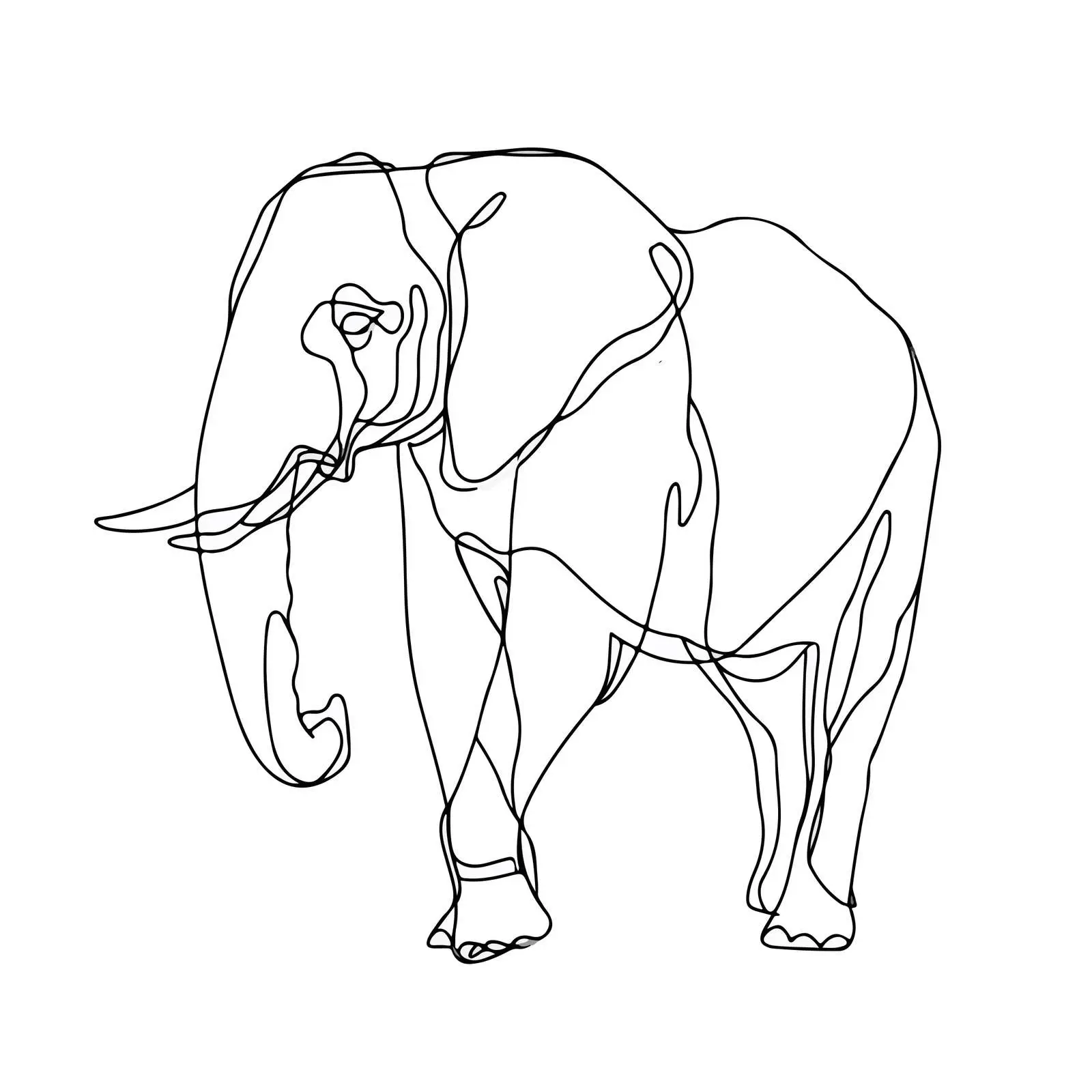 Elephant Continuous Line Art — free download from Dotvec