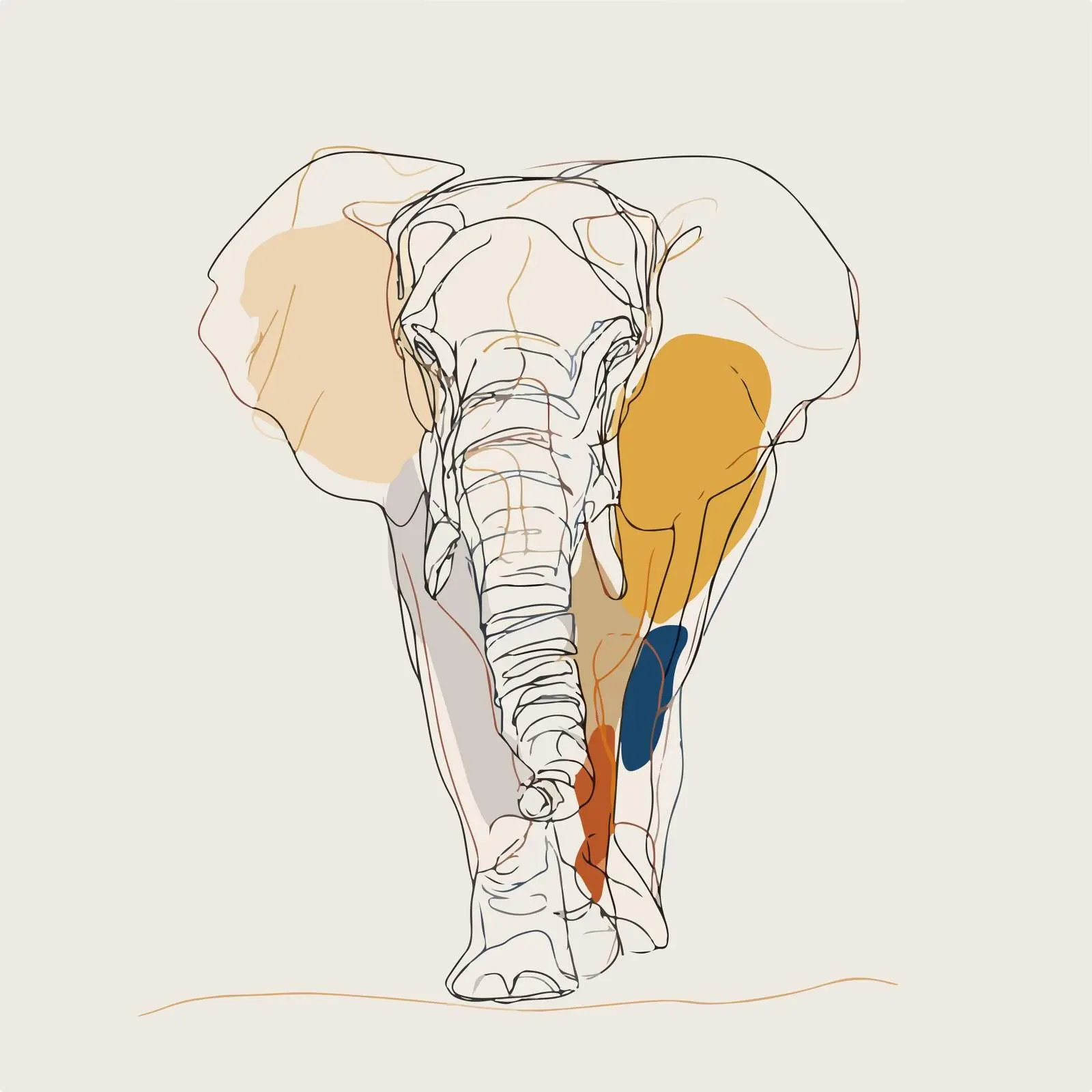 Elegant Elephant Line Art — free download from Dotvec