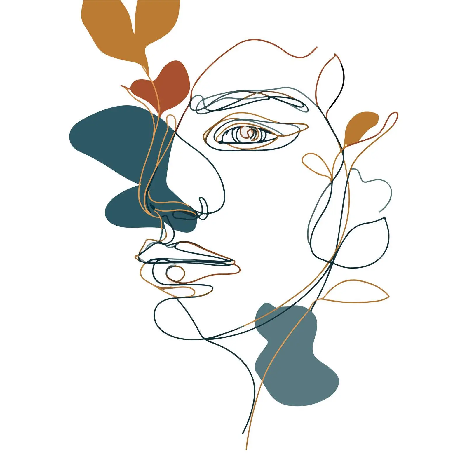 Minimal Face & Vines Line Art — free download from Dotvec