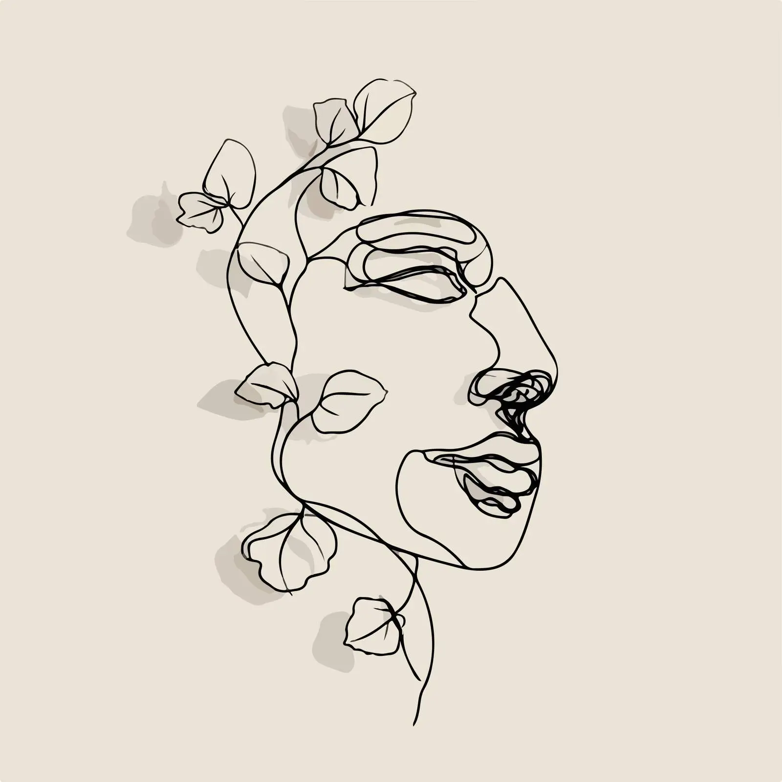 Abstract Face Vines Line Art — free download from Dotvec