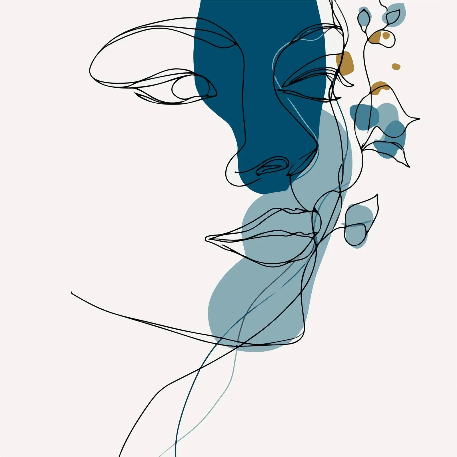 Elegant Face and Vine Artwork — free download from Dotvec