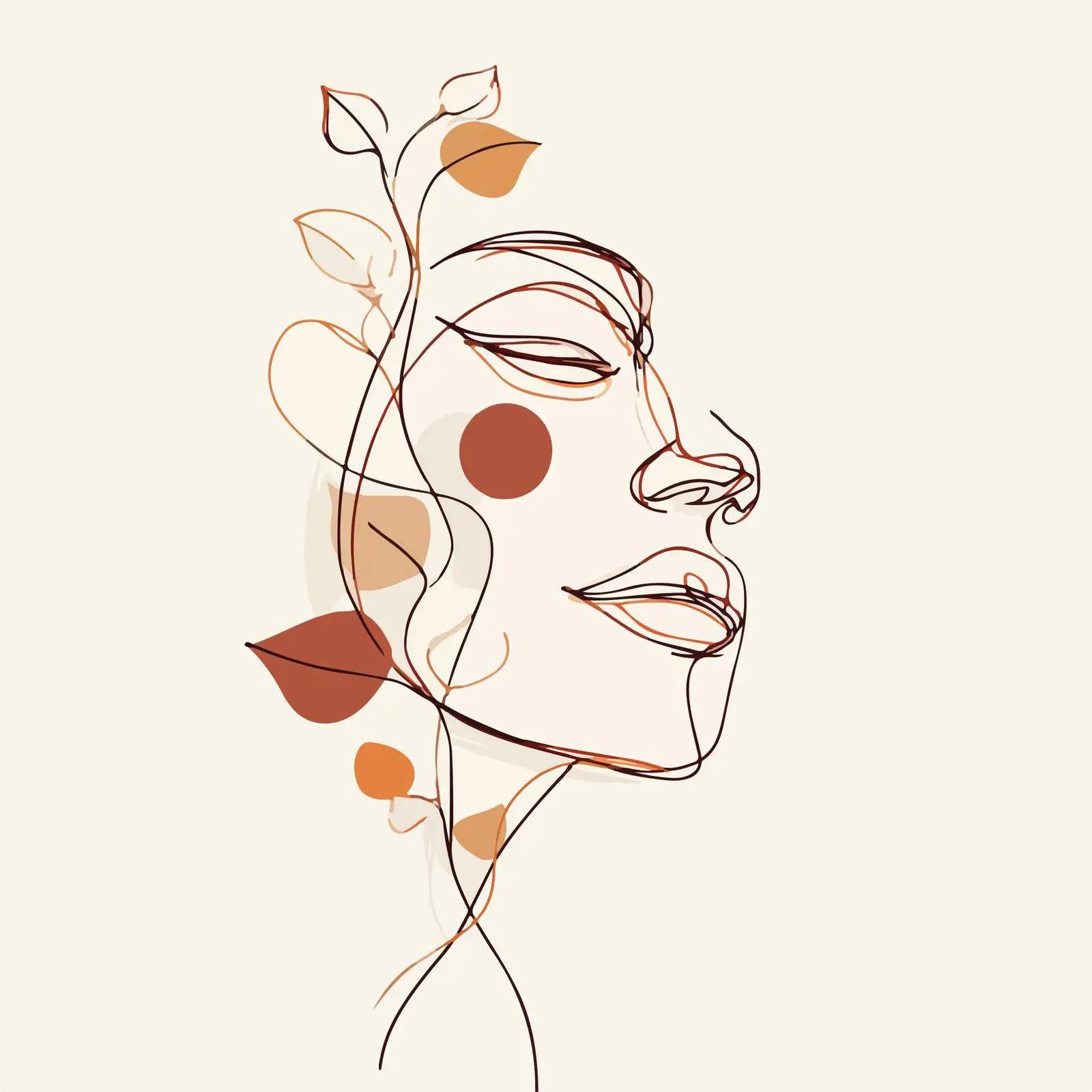 Chic Face Vine Line Art — free download from Dotvec