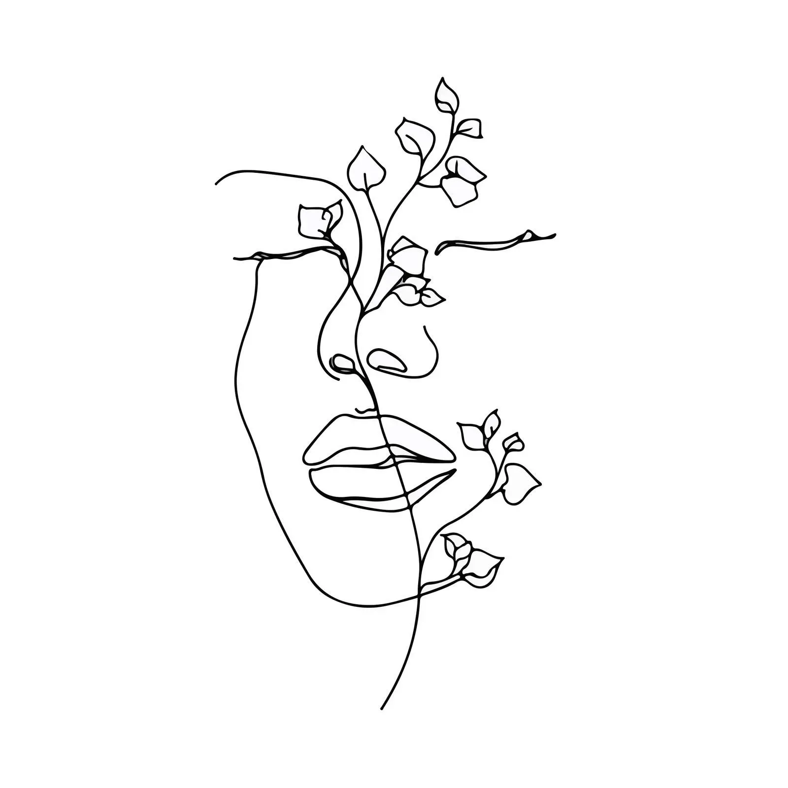 Minimal Face Vines Line Art — free download from Dotvec