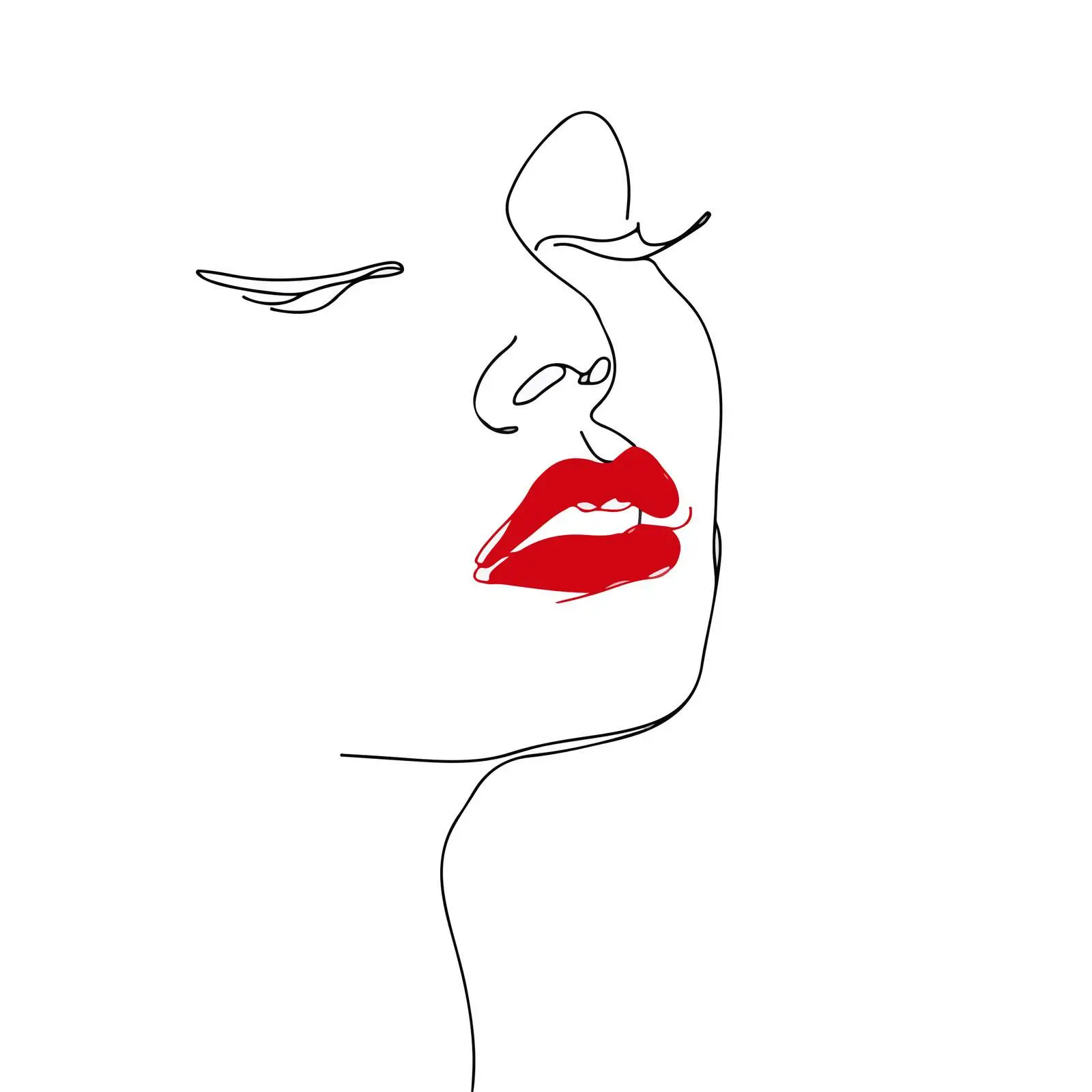 Minimal Face Outline with Emphasized Lips — free download from Dotvec