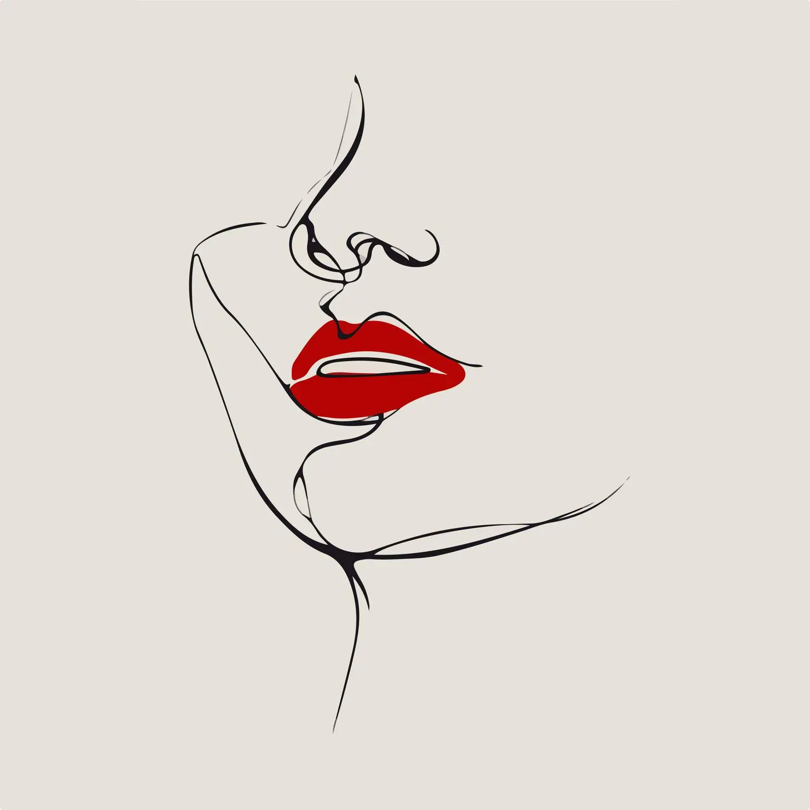Minimal Face Line Art with Emphasized Lips — free download from Dotvec