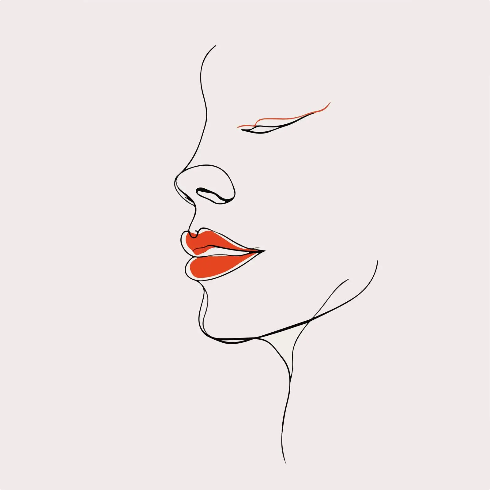 Minimal Face Outline with Emphasized Lips — free download from Dotvec