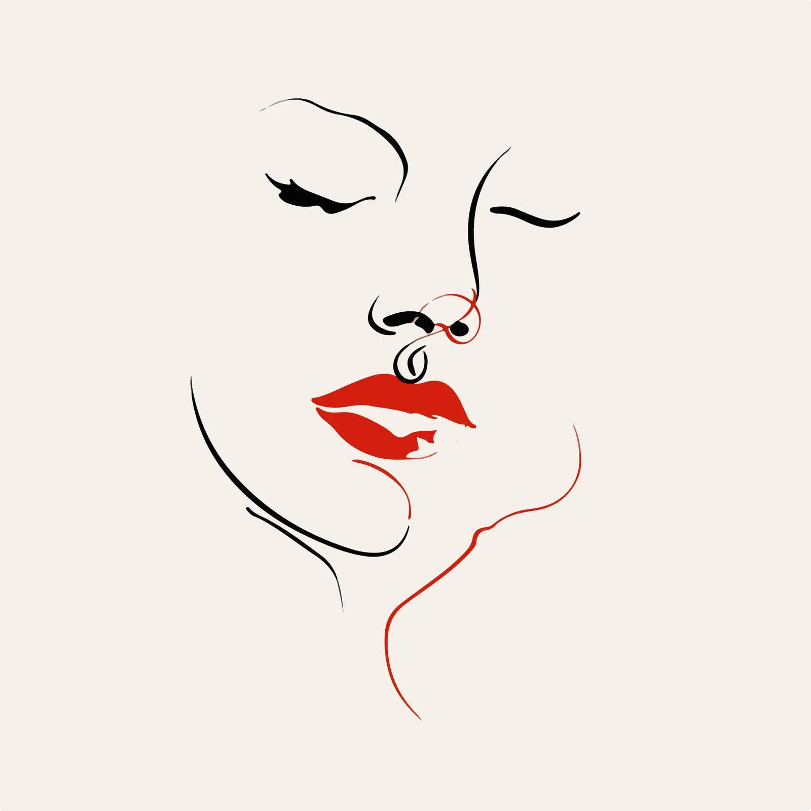 Minimal Face Outline with Emphasized Lips — free download from Dotvec