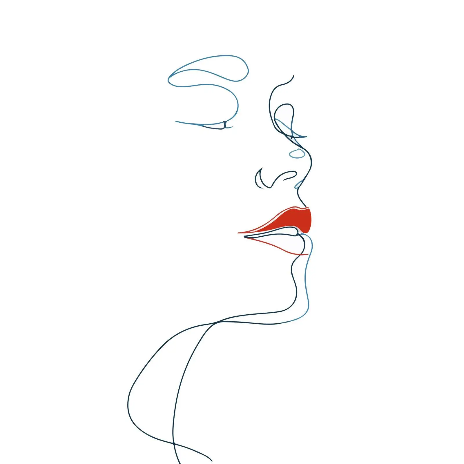 Minimal Face Line Art with Lips — free download from Dotvec