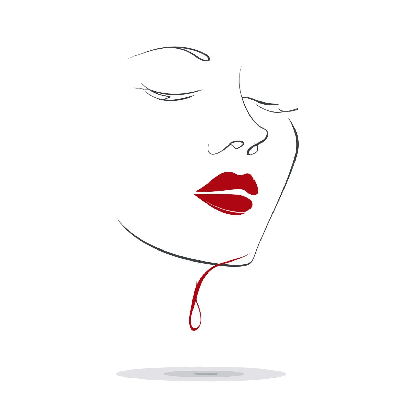 Minimal Face Outline with Emphasized Lips — free download from Dotvec
