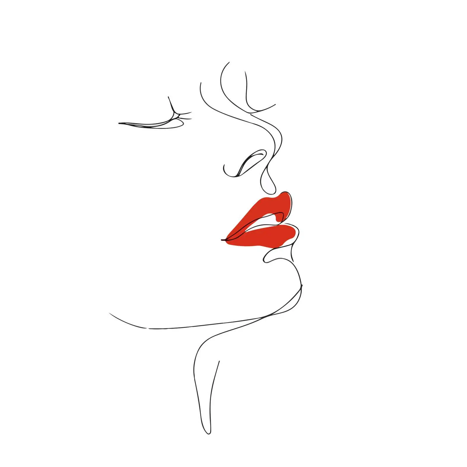 Face Outline with Emphasized Lips — free download from Dotvec