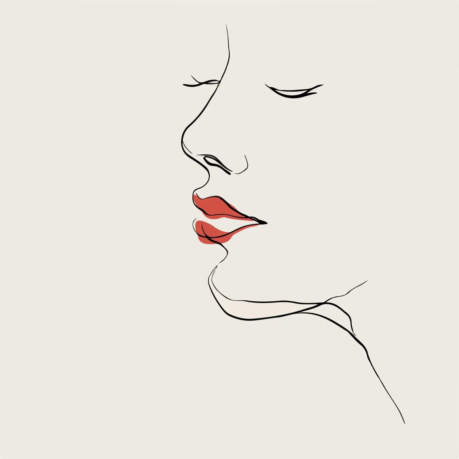 Face Outline with Emphasized Lips — free download from Dotvec