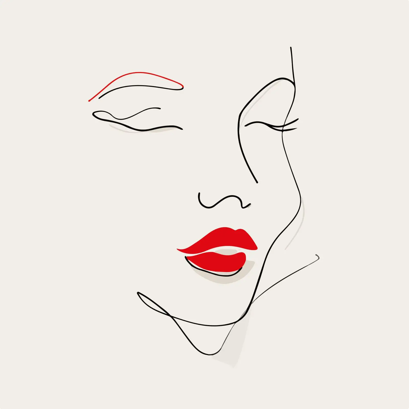 Minimal Face Outline with Emphasized Lips — free download from Dotvec