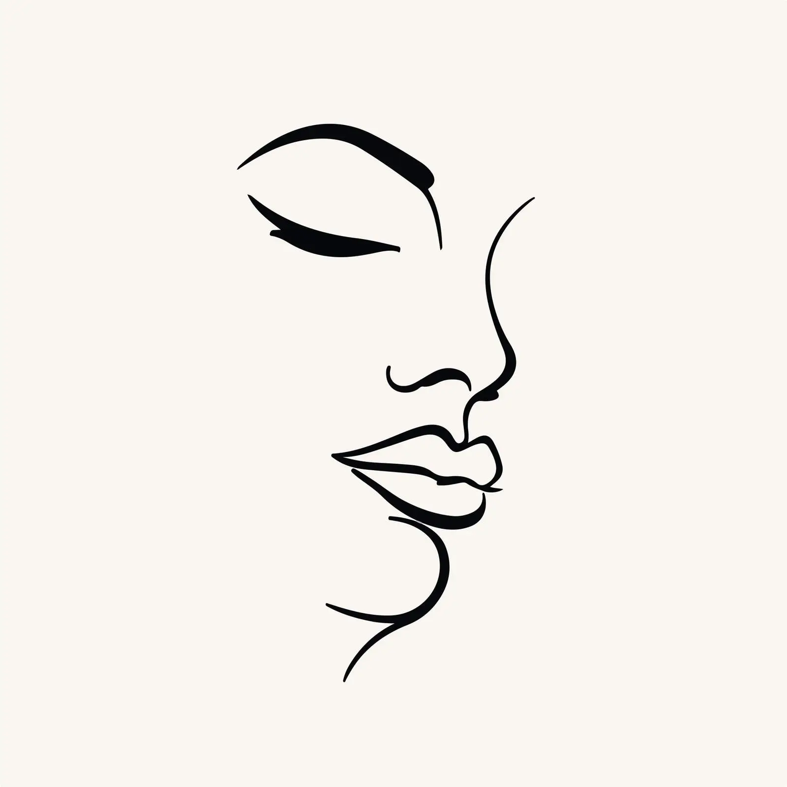 Minimal Face Line Art with Emphasized Lips — free download from Dotvec