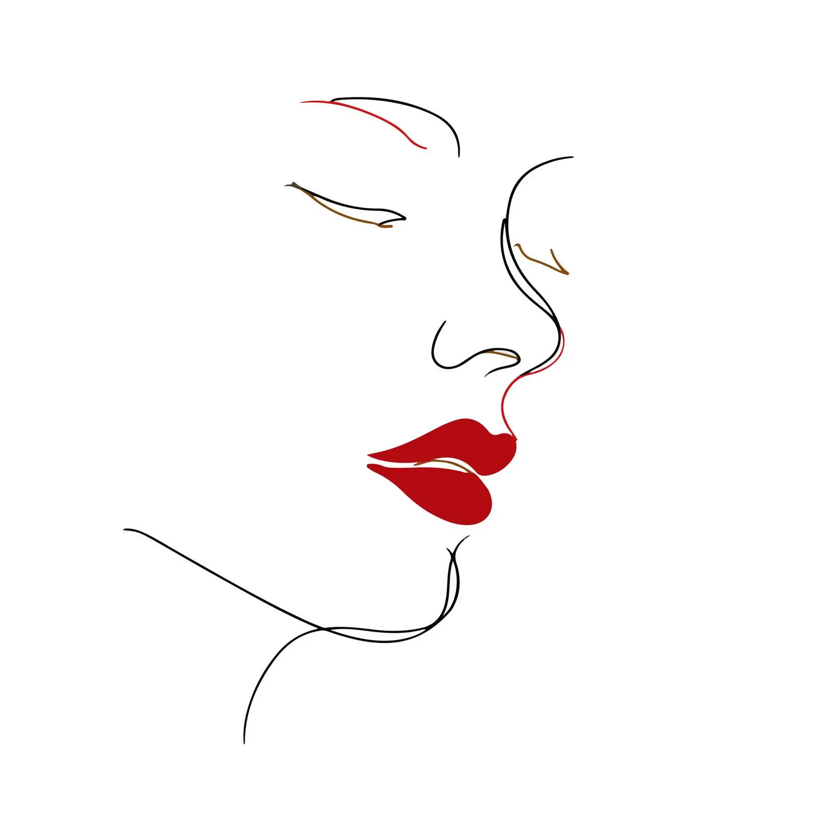 Face Outline with Emphasized Lips — free download from Dotvec
