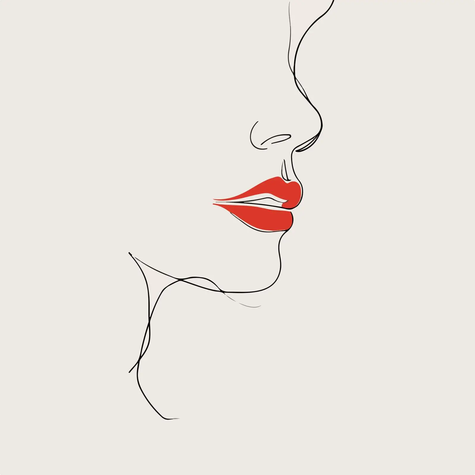 Elegant Face Outline with Emphasized Lips — free download from Dotvec