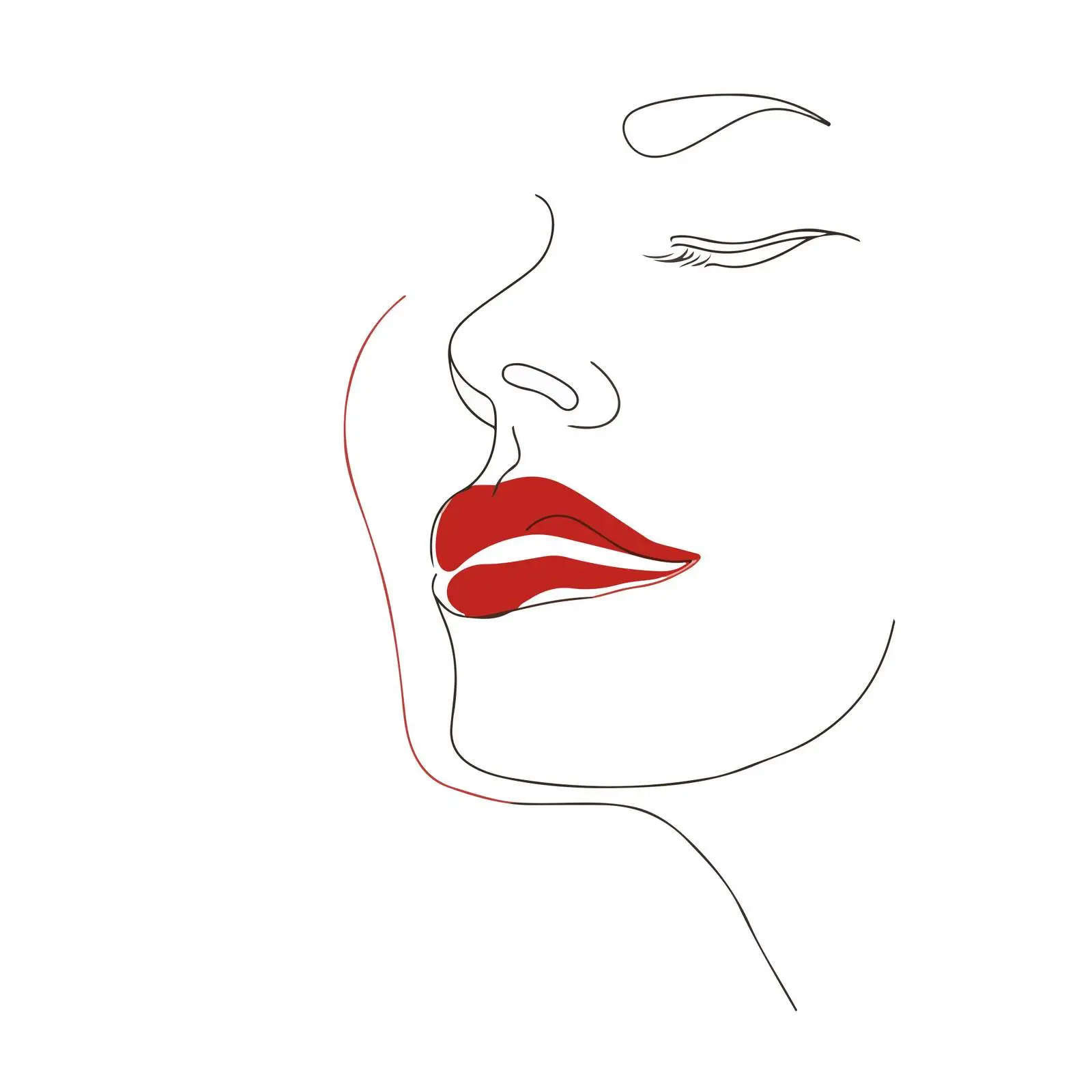 Elegant Face Outline with Emphasized Lips — free download from Dotvec